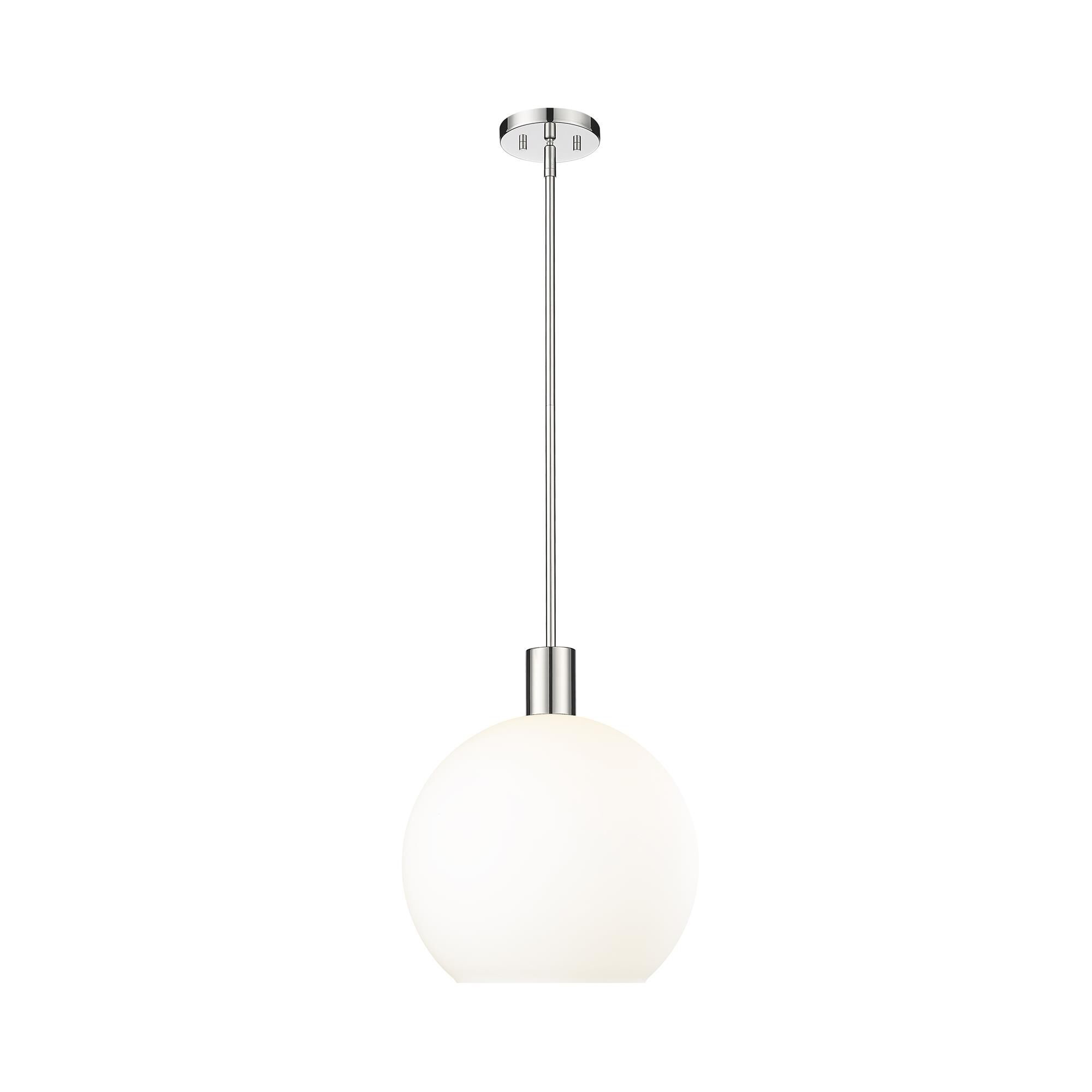Shown in Polished Nickel finish and White glass