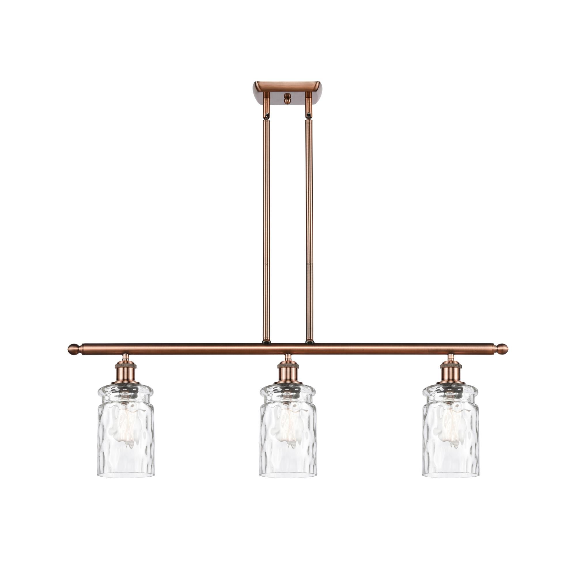 Shown in Antique Copper finish and Clear WaterCandor glass