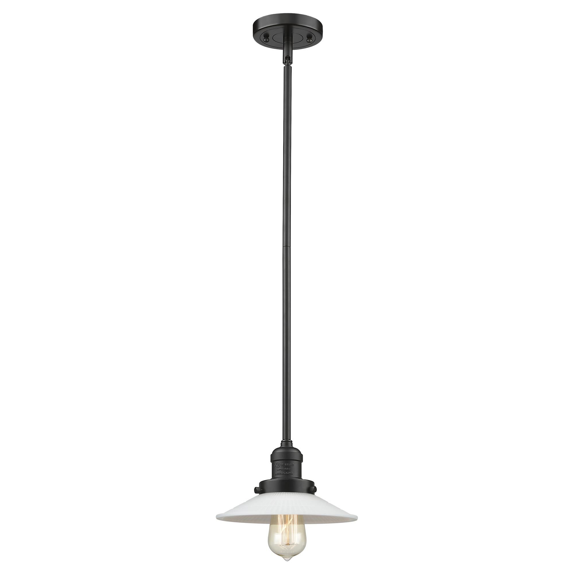 Shown in Oil Rubbed Bronze finish and Matte White Halophane - Cone glass