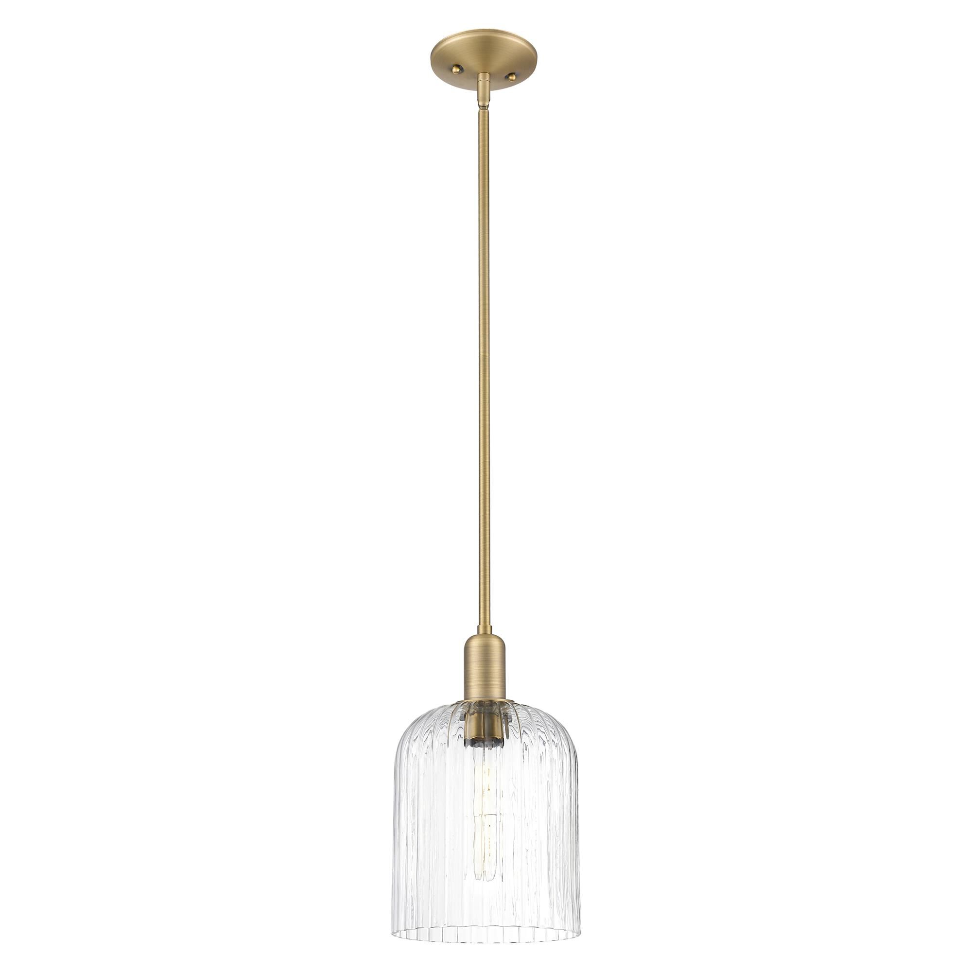 Shown in Brushed Brass finish and Clear glass