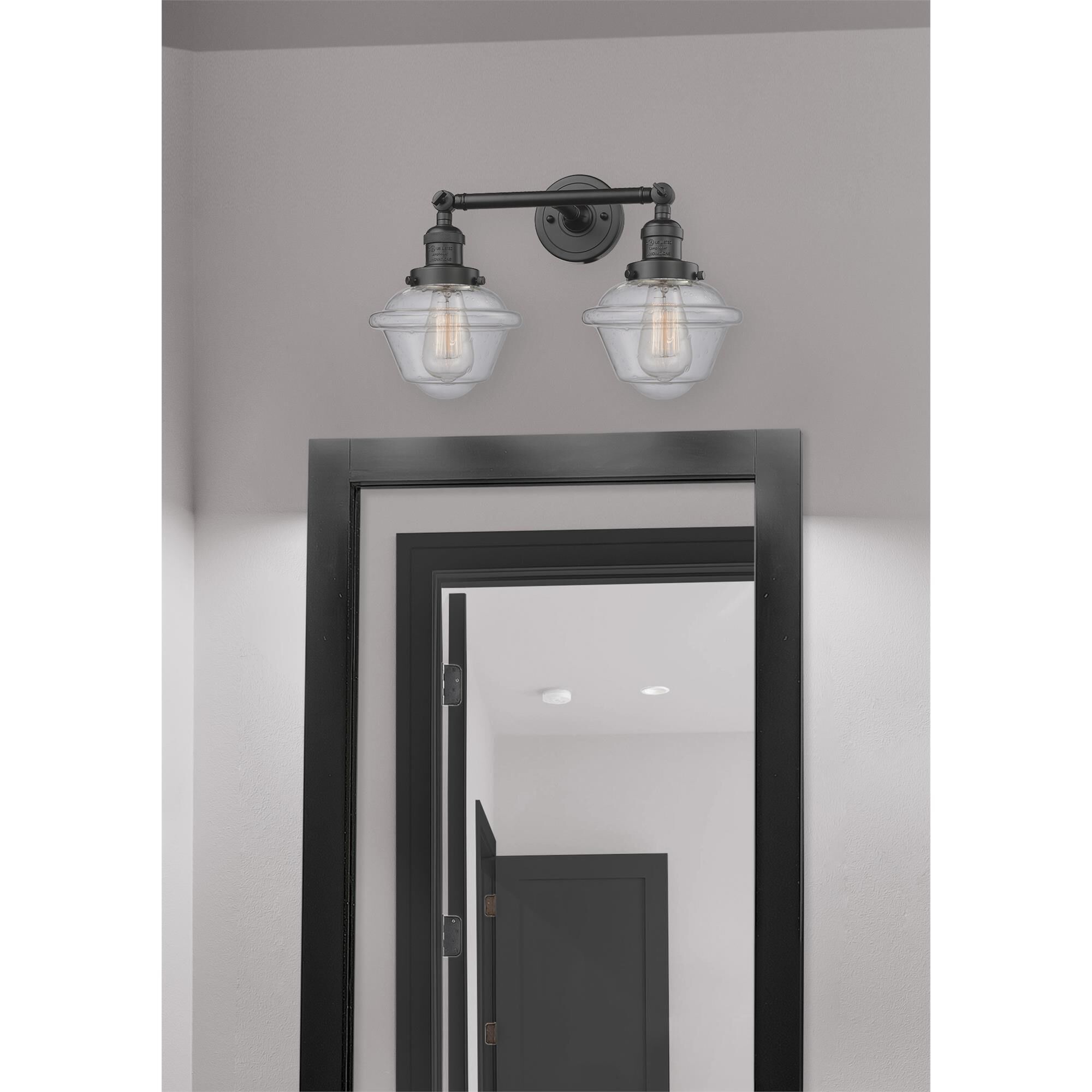 Shown in Oil Rubbed Bronze finish and Seedy glass