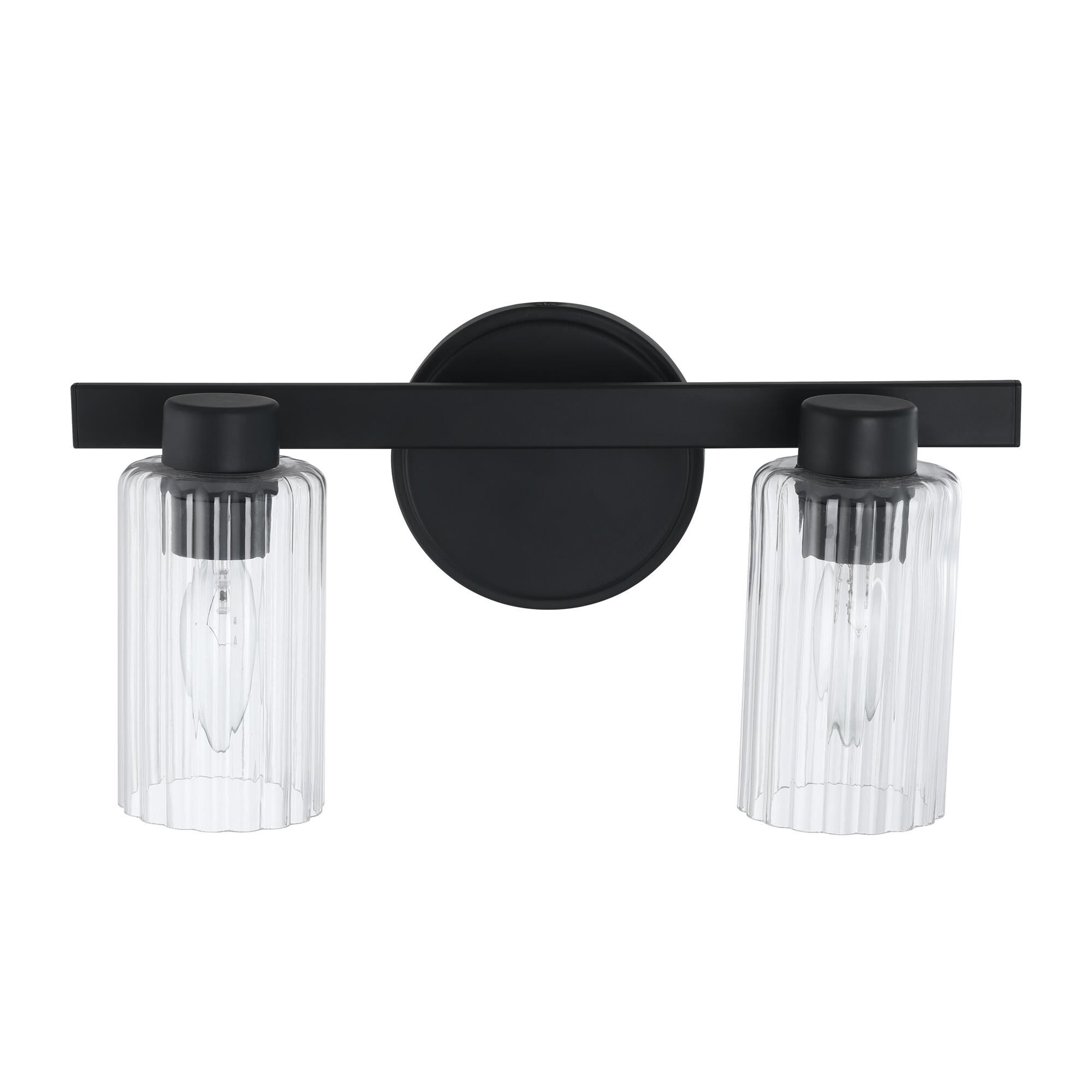 Shown in Matte Black finish and Clear Ribbed glass