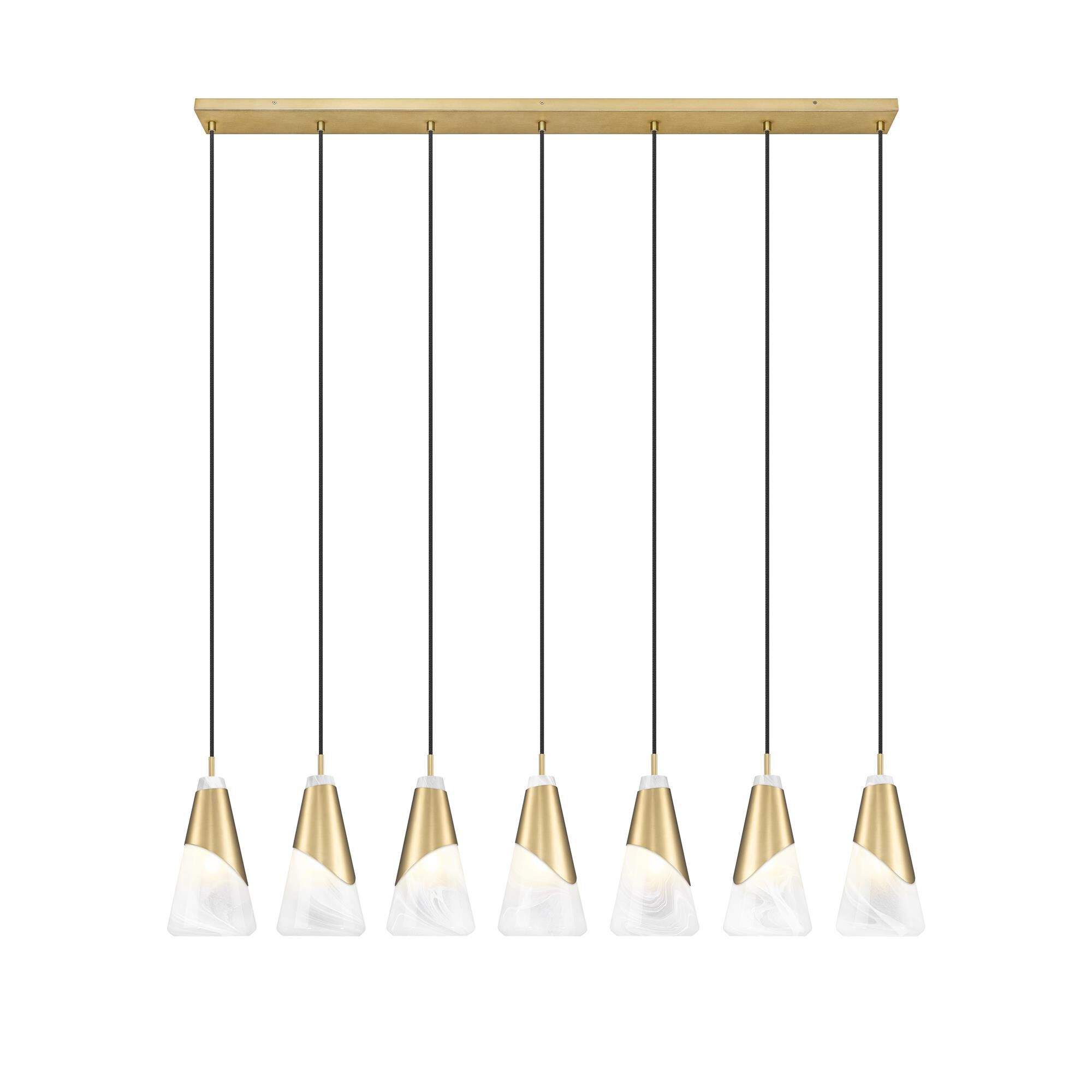 Shown in Modern Gold finish and White Swirl glass and White Swirl shade