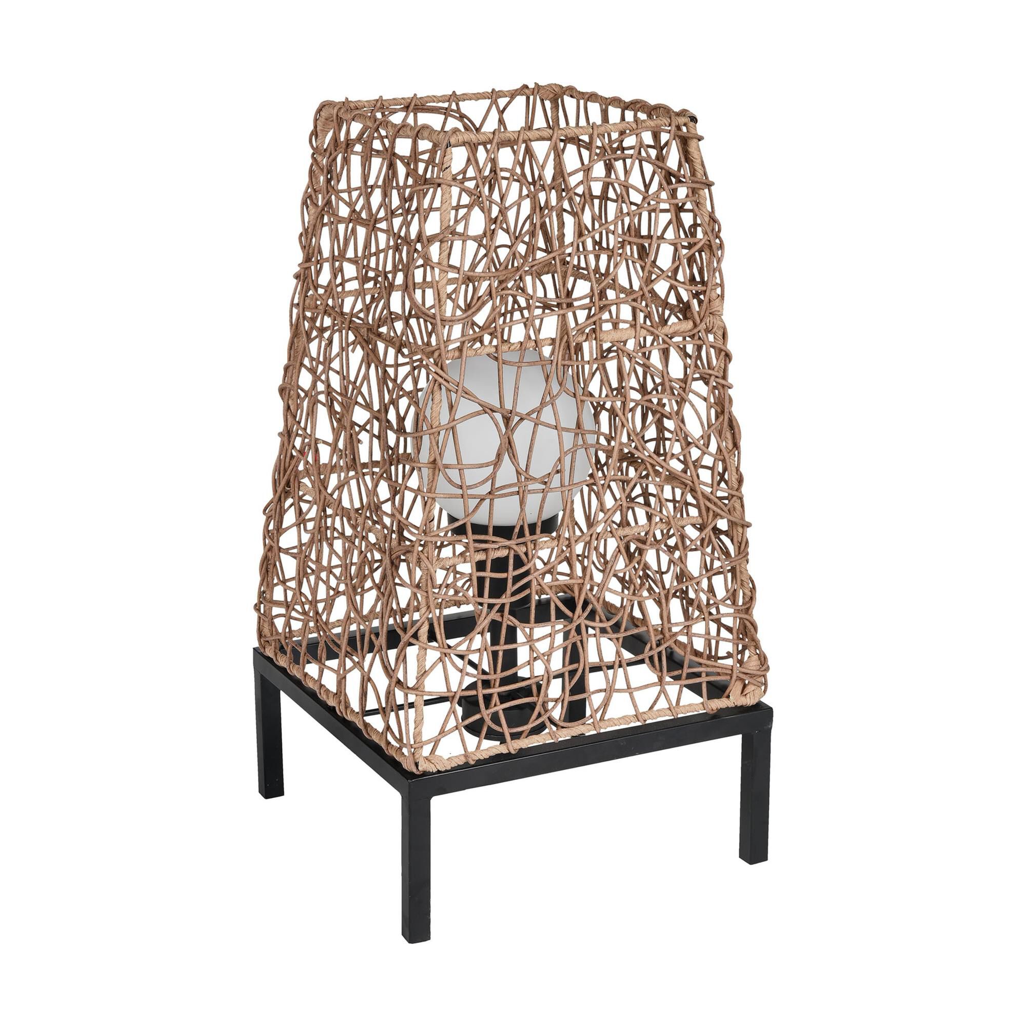 Shown in Natural finish and Pu Rattan Brown Shade glass and Pu Rattan Brown shade