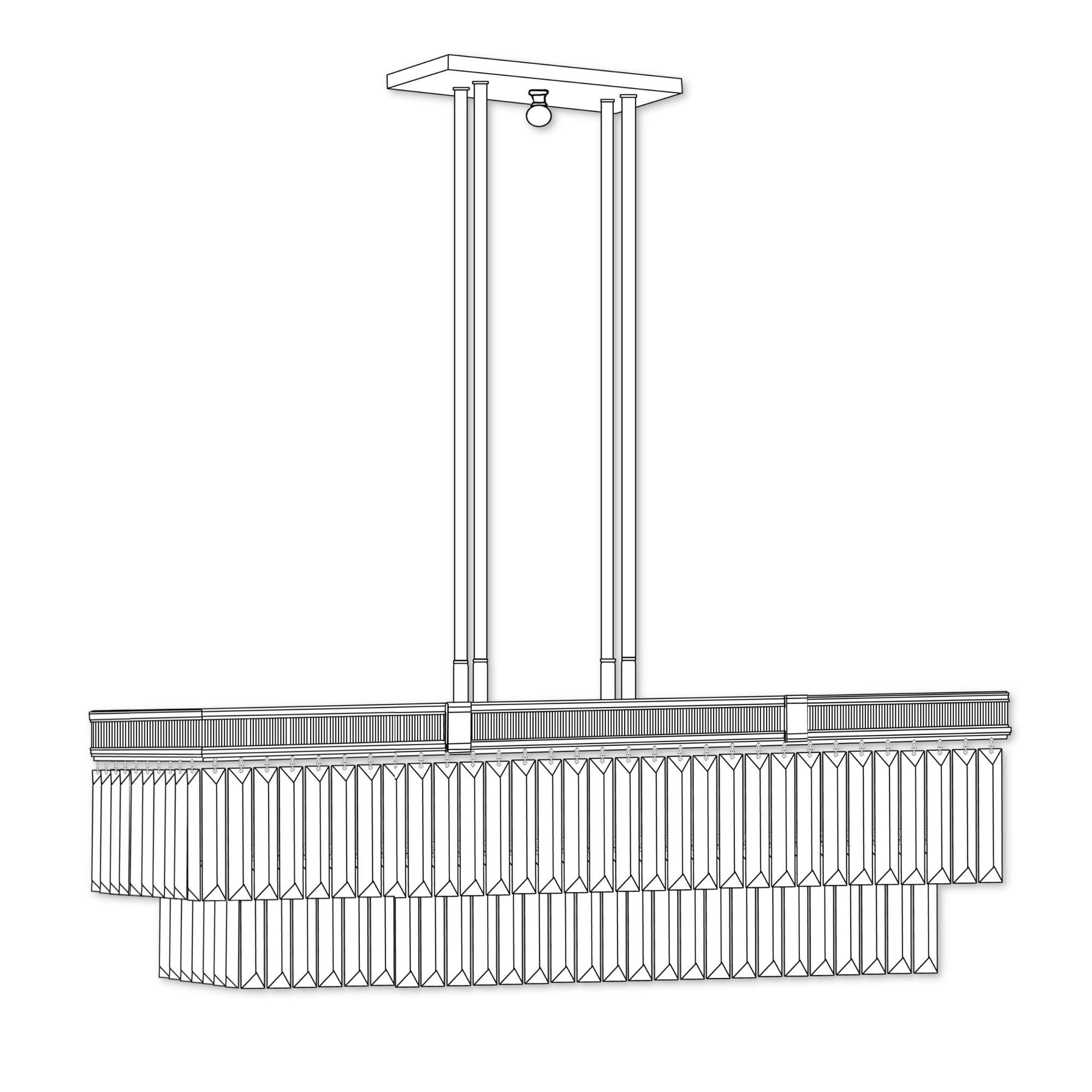 Shown in Polished Brass finish and Precision  Elongated Rectangular Prisms crystal