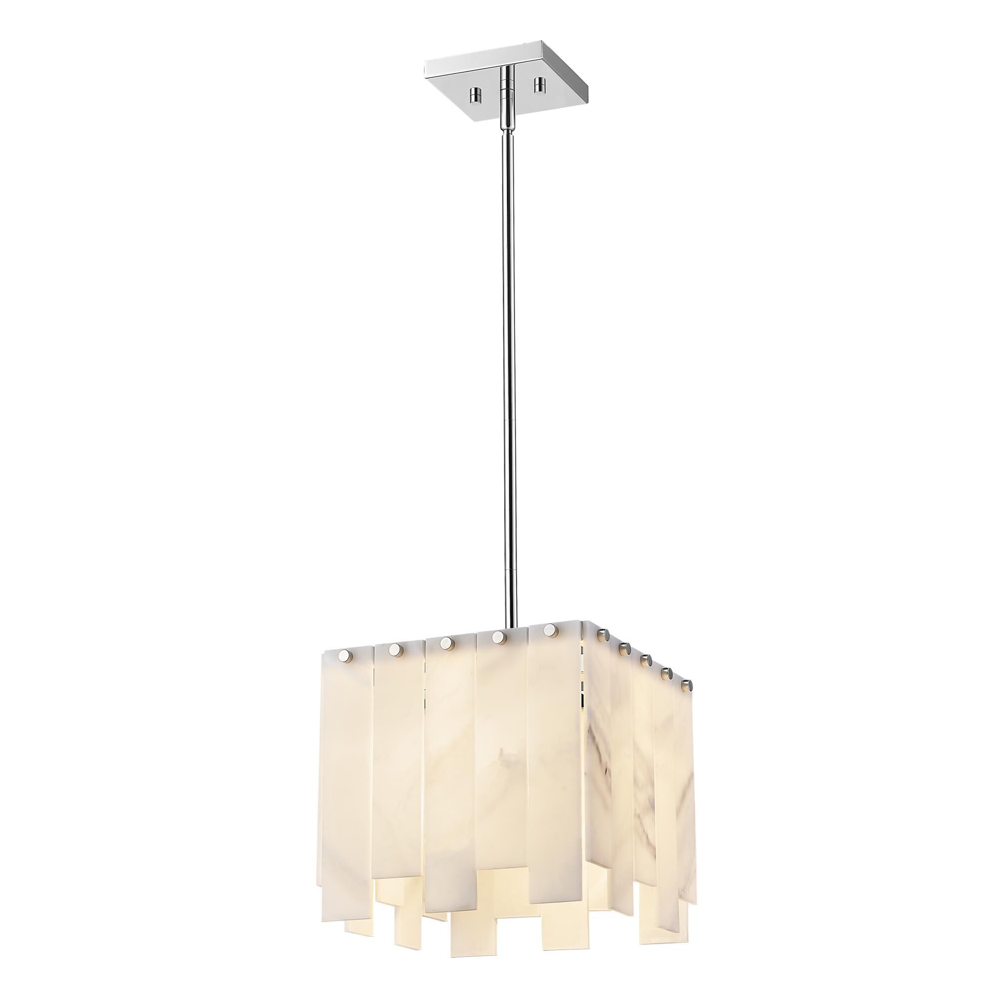 Shown in Polished Nickel finish and Alabaster Resin shade