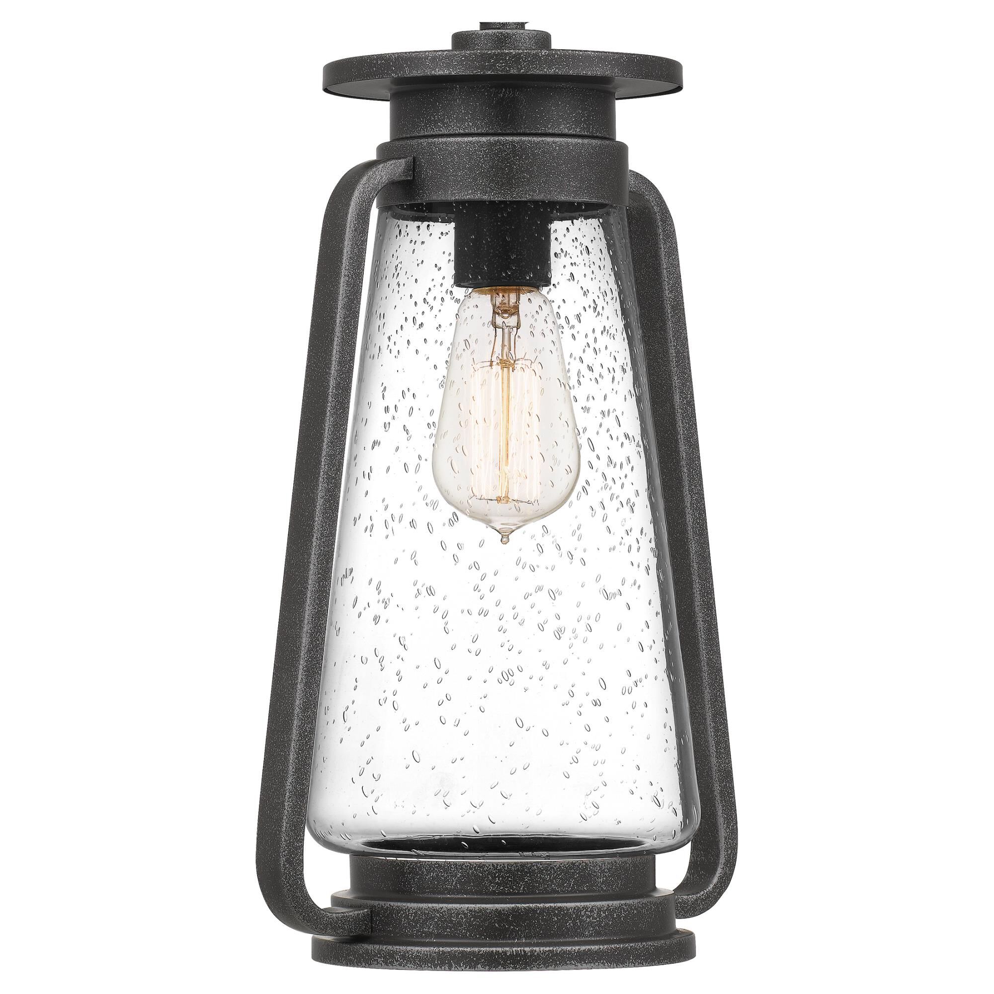 Shown in Speckled Black finish and Clear Seedy glass