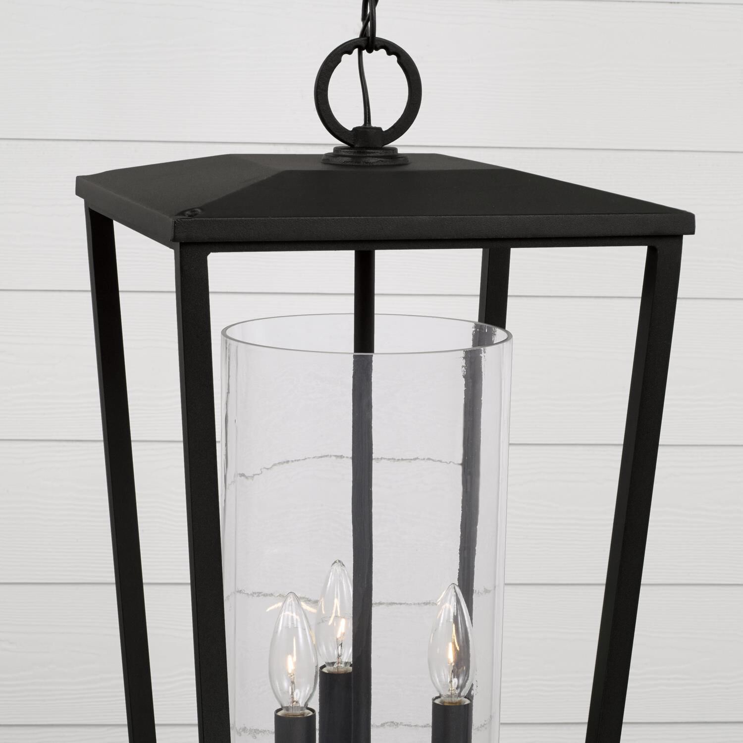 Shown in Black finish and Clear glass