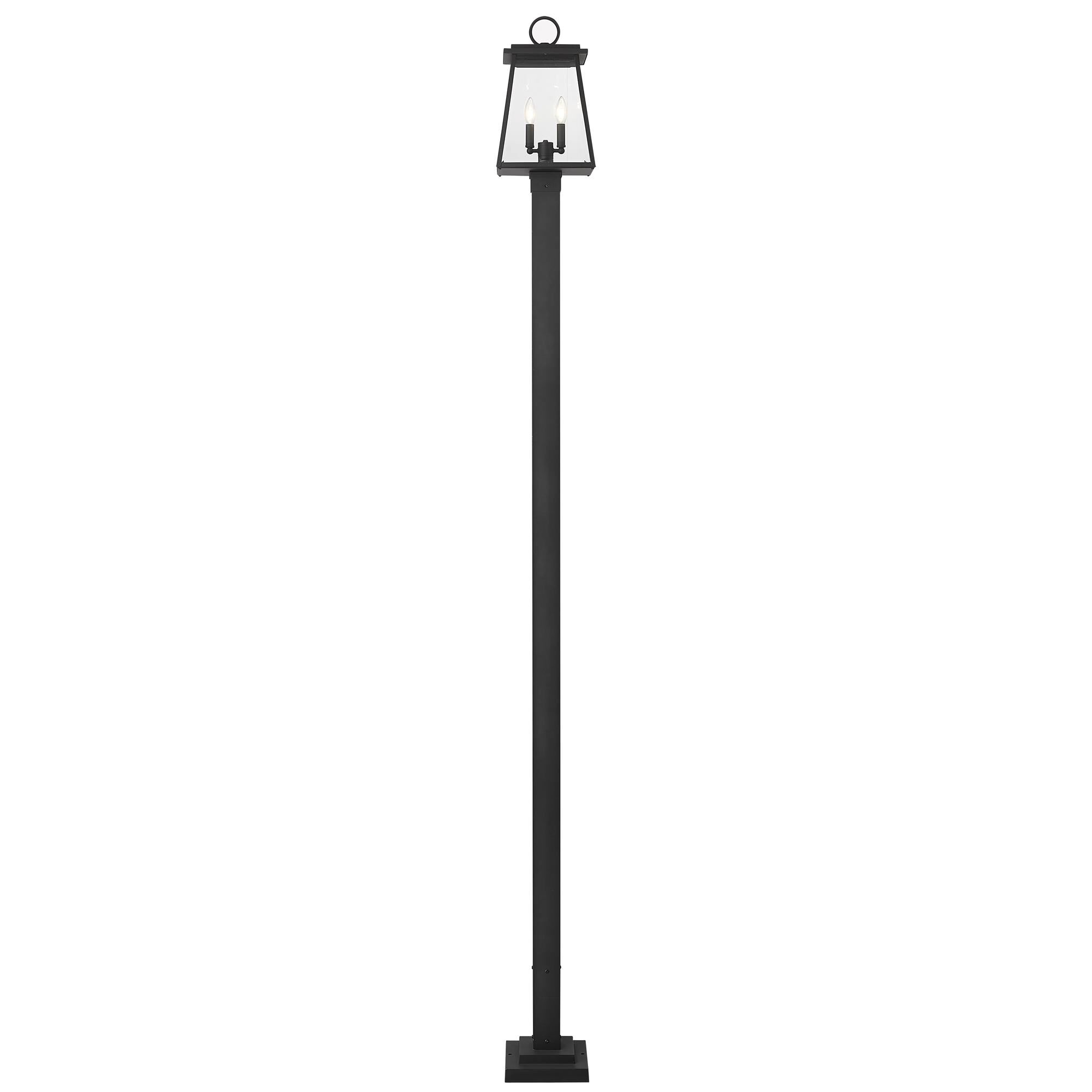 Shown in Black finish and Clear Beveled glass