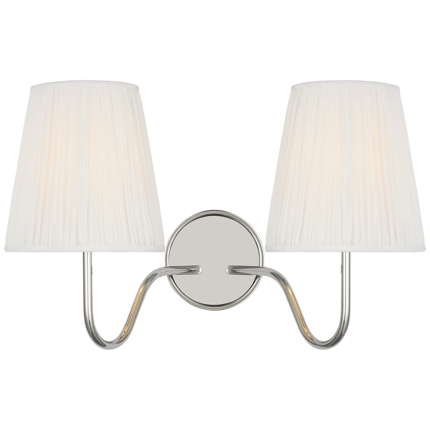 Shown in Polished Nickel finish and Silk Pleated shade