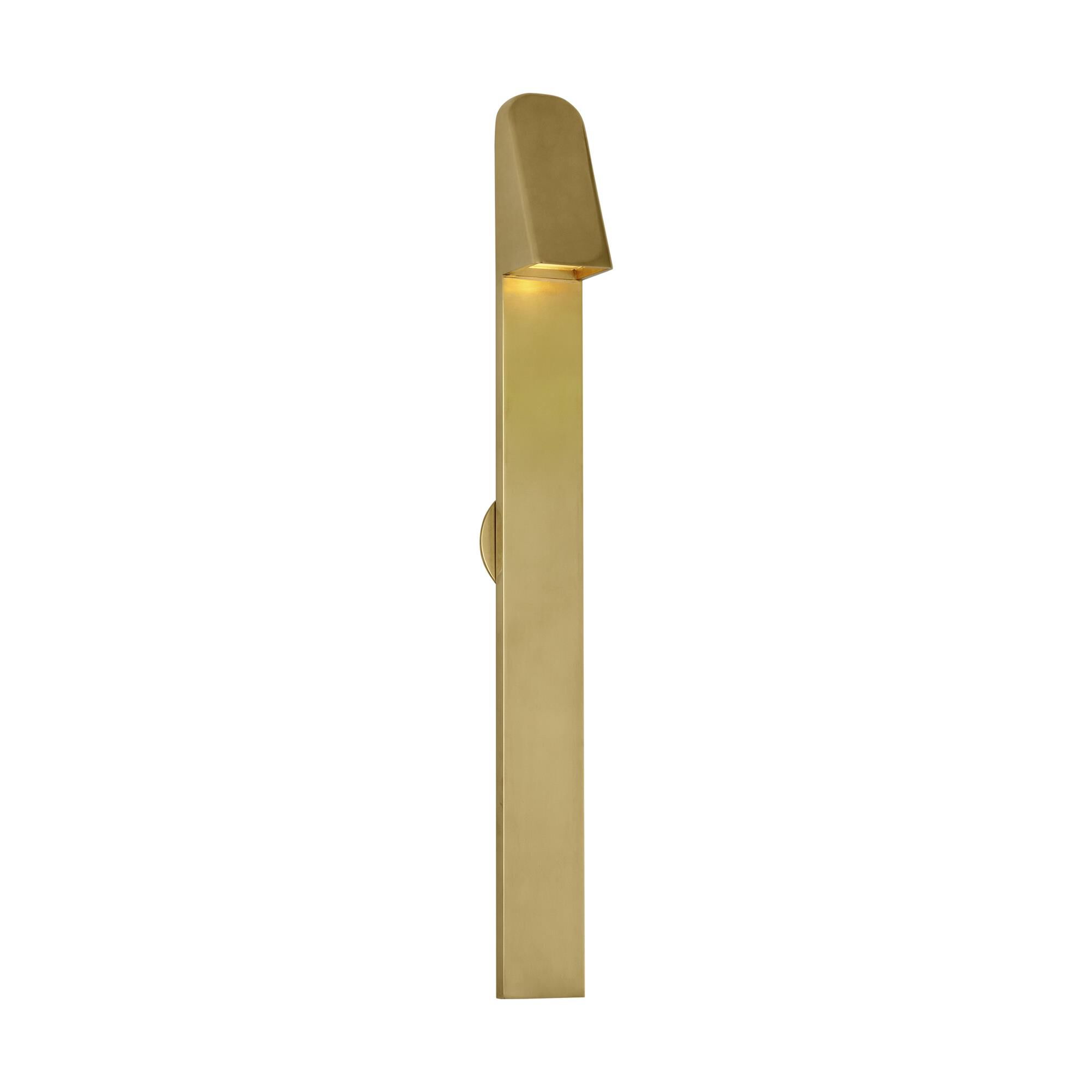 Shown in Hand-Rubbed Antique Brass finish and Brass shade