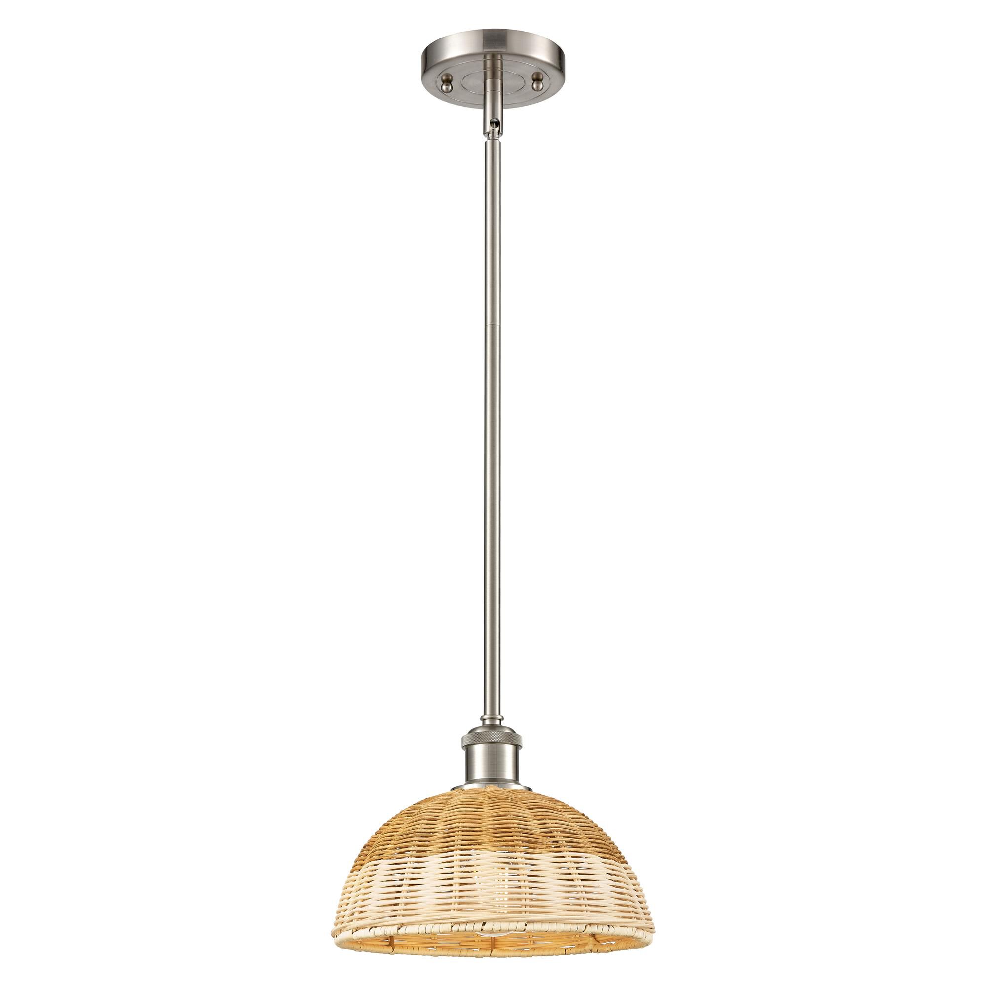 Shown in Brushed Satin Nickel finish and Natural shade