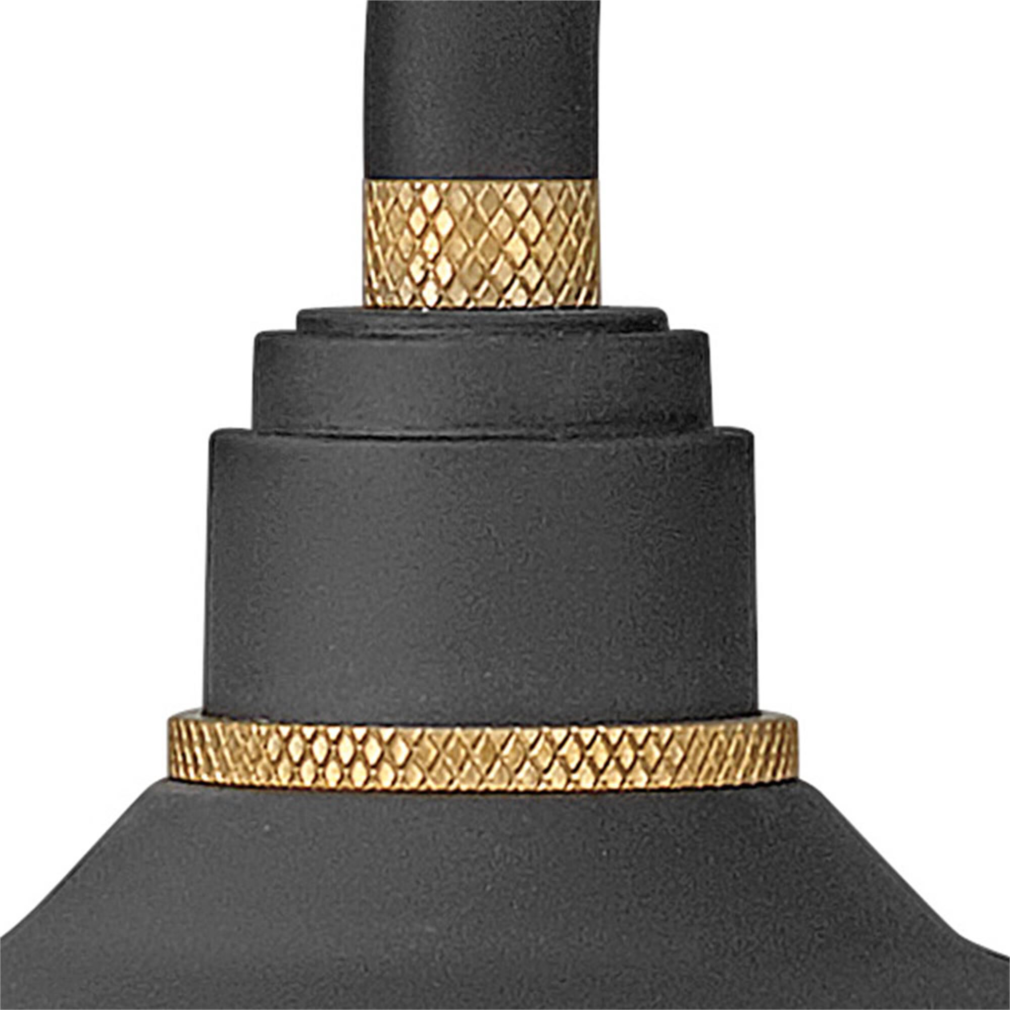 Shown in Textured Black finish and Brass accent