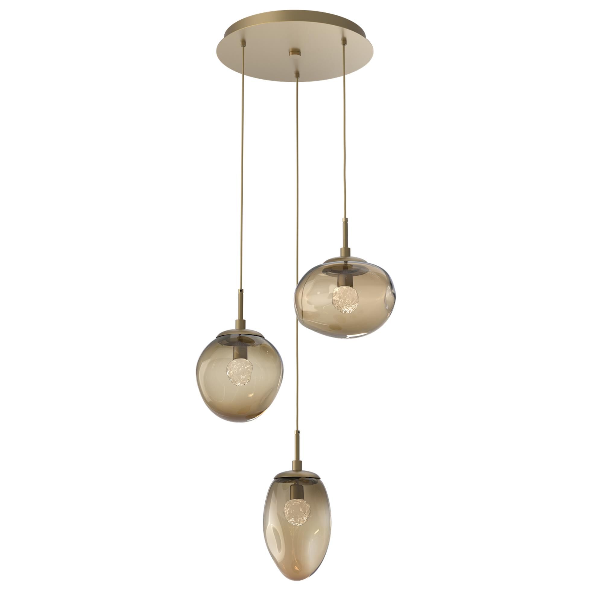 Shown in Gilded Brass finish and Floret Inner Bronze Outer glass