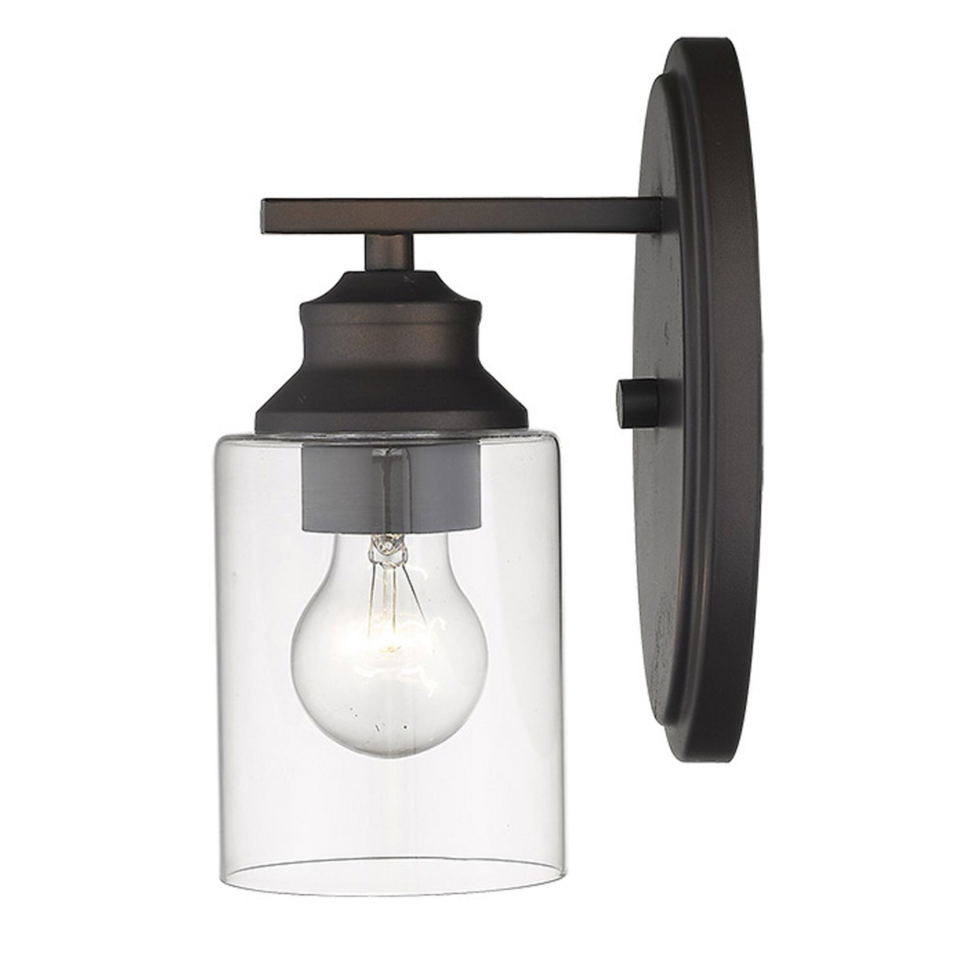 Shown in Oil-Rubbed Bronze finish and Clear glass and Clear, Cylindrical Glass shade