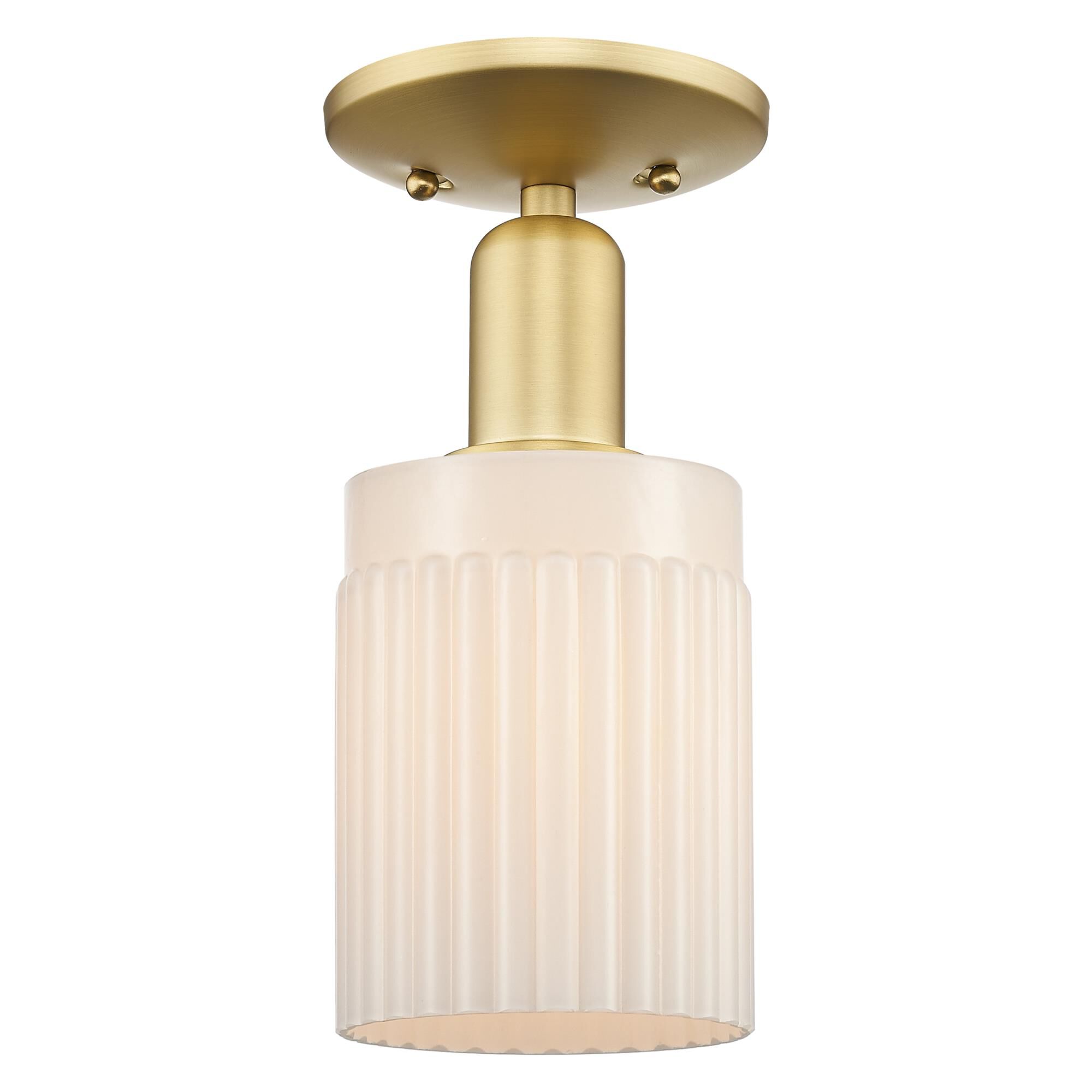 Shown in Satin Gold finish and Matte White glass