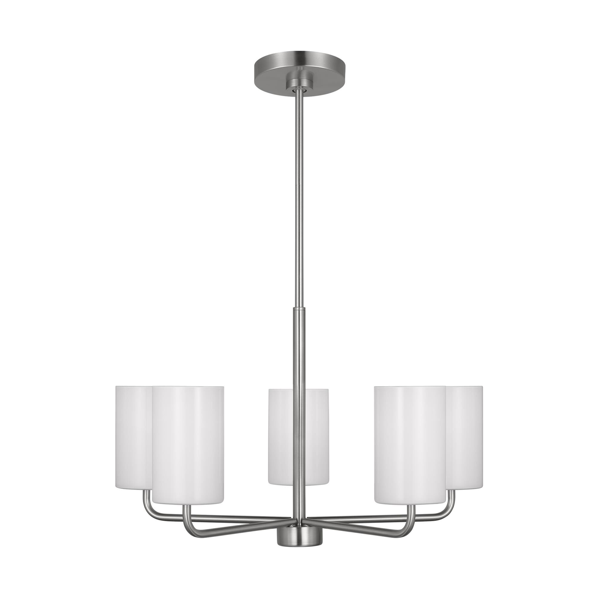 Shown in Brushed Steel finish and Clear Outside / Painted White Inside Glass s shade