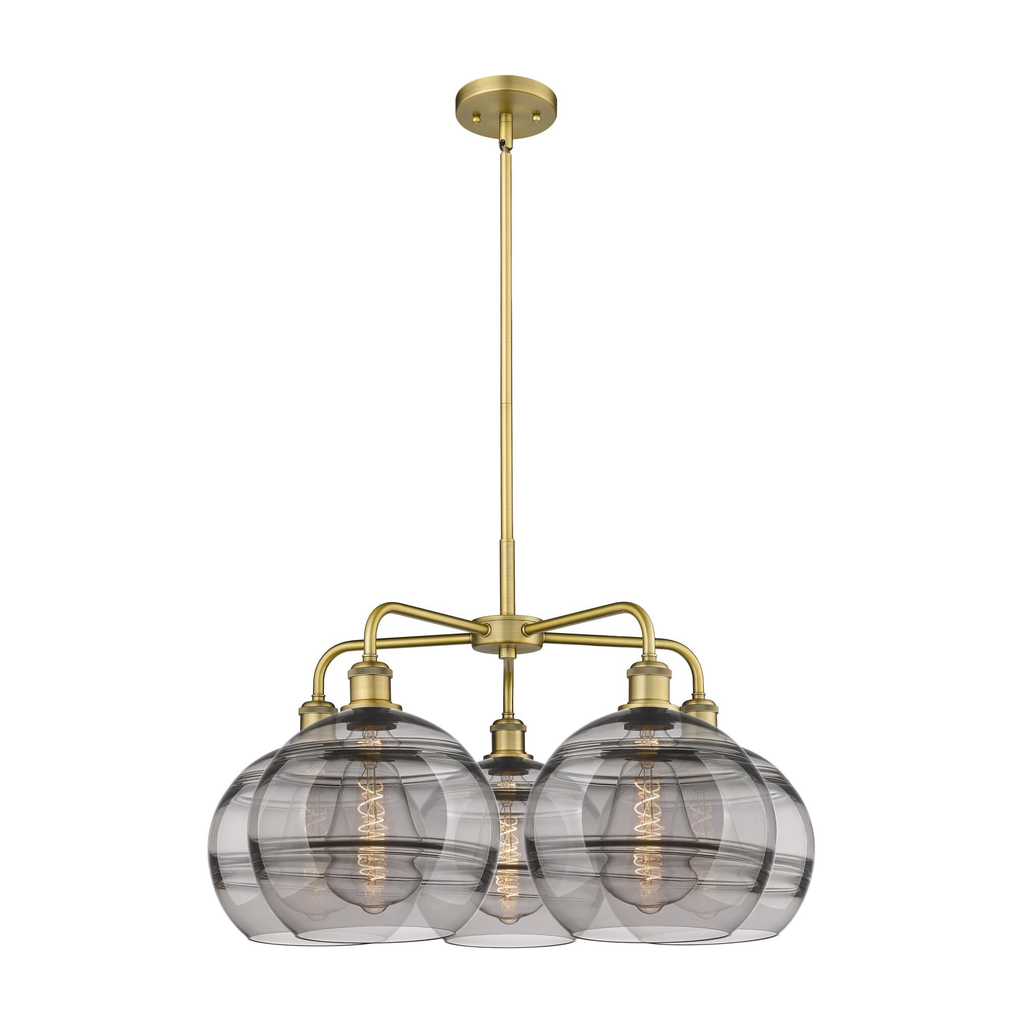 Shown in Brushed Brass finish and Light Smoke glass