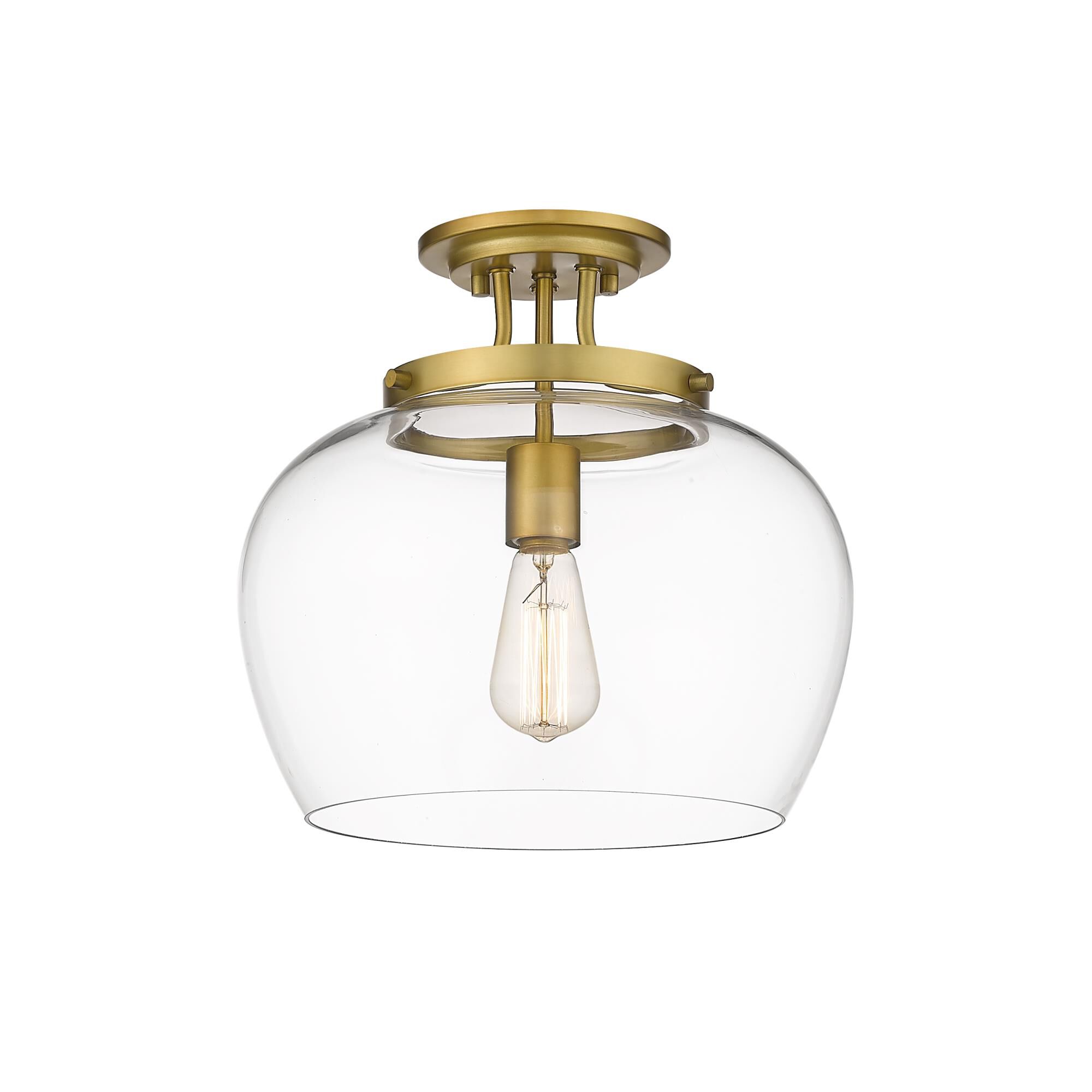 Shown in Olde Brass finish and Glass shade