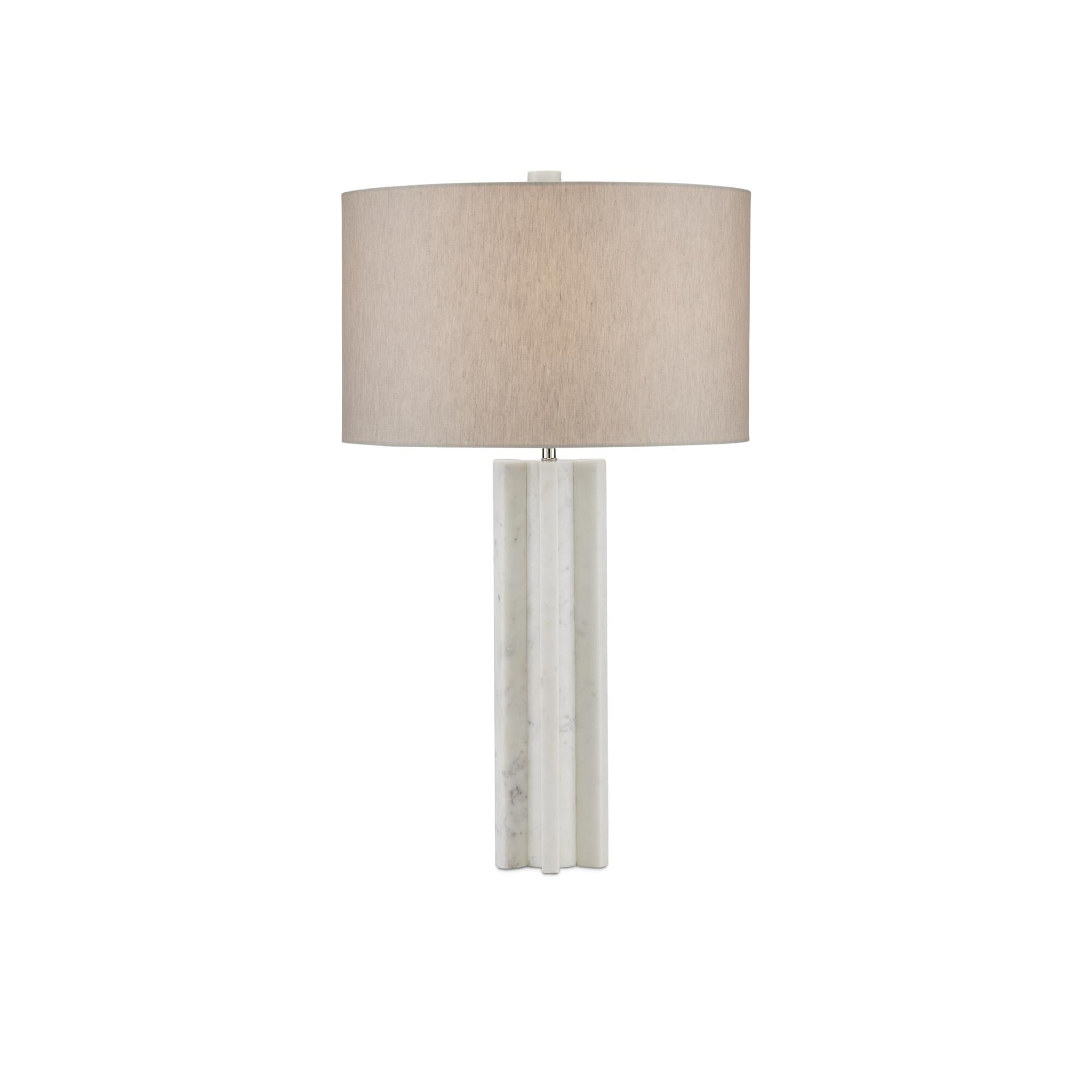 Shown in White finish and Natural Linen shade