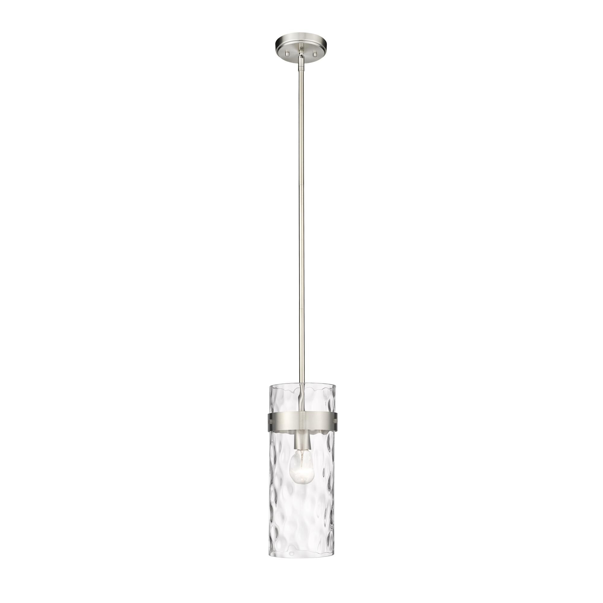 Shown in Brushed Nickel finish and Glass shade