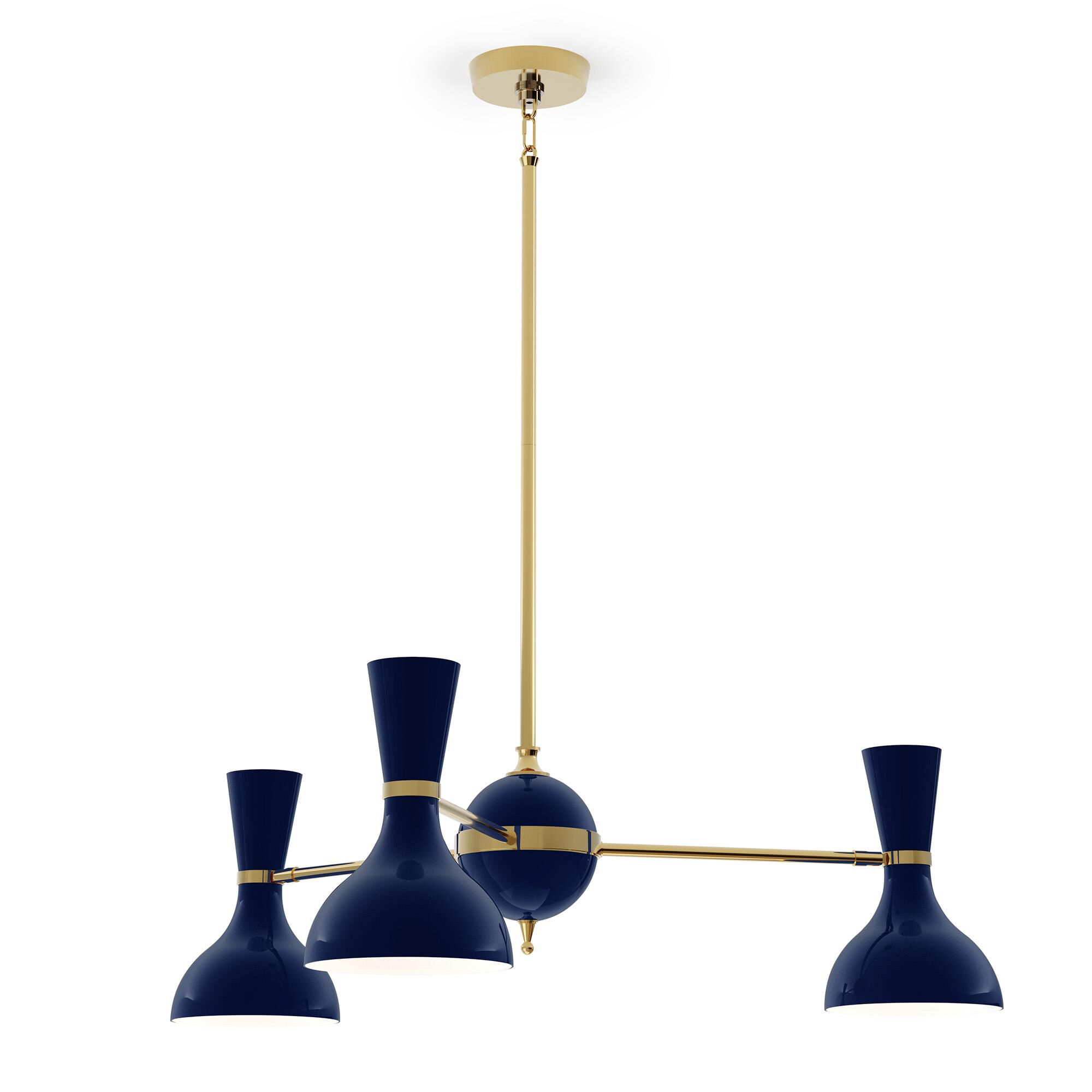 Shown in Modern Brass finish and Midnight Blue shade