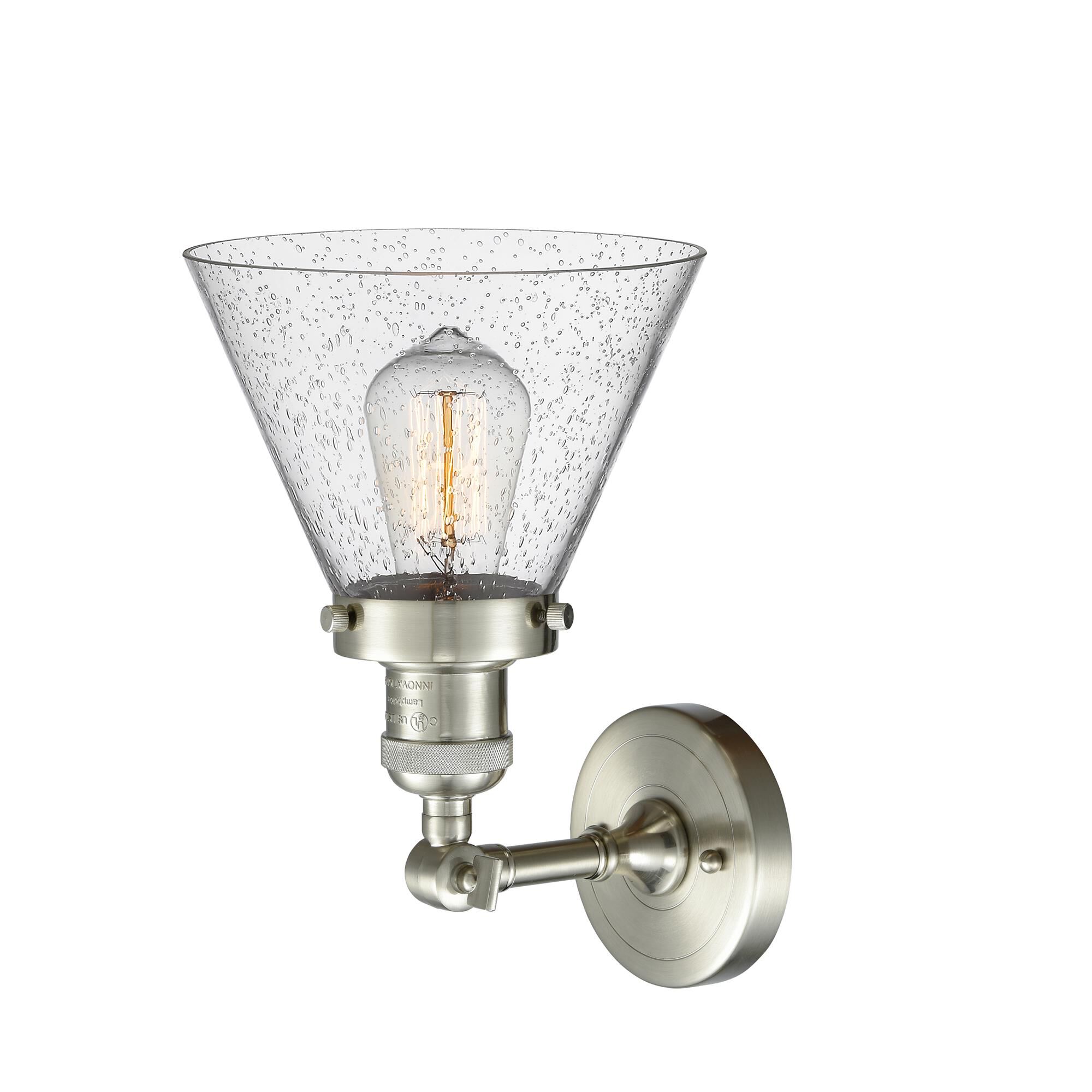 Shown in Brushed Satin Nickel finish and Seedy glass