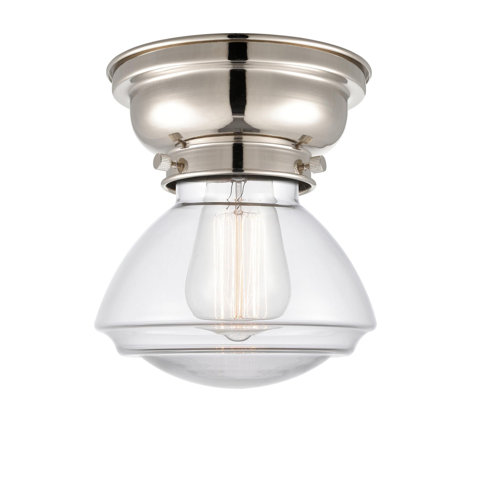Shown in Polished Nickel finish and Bell glass and Glass shade