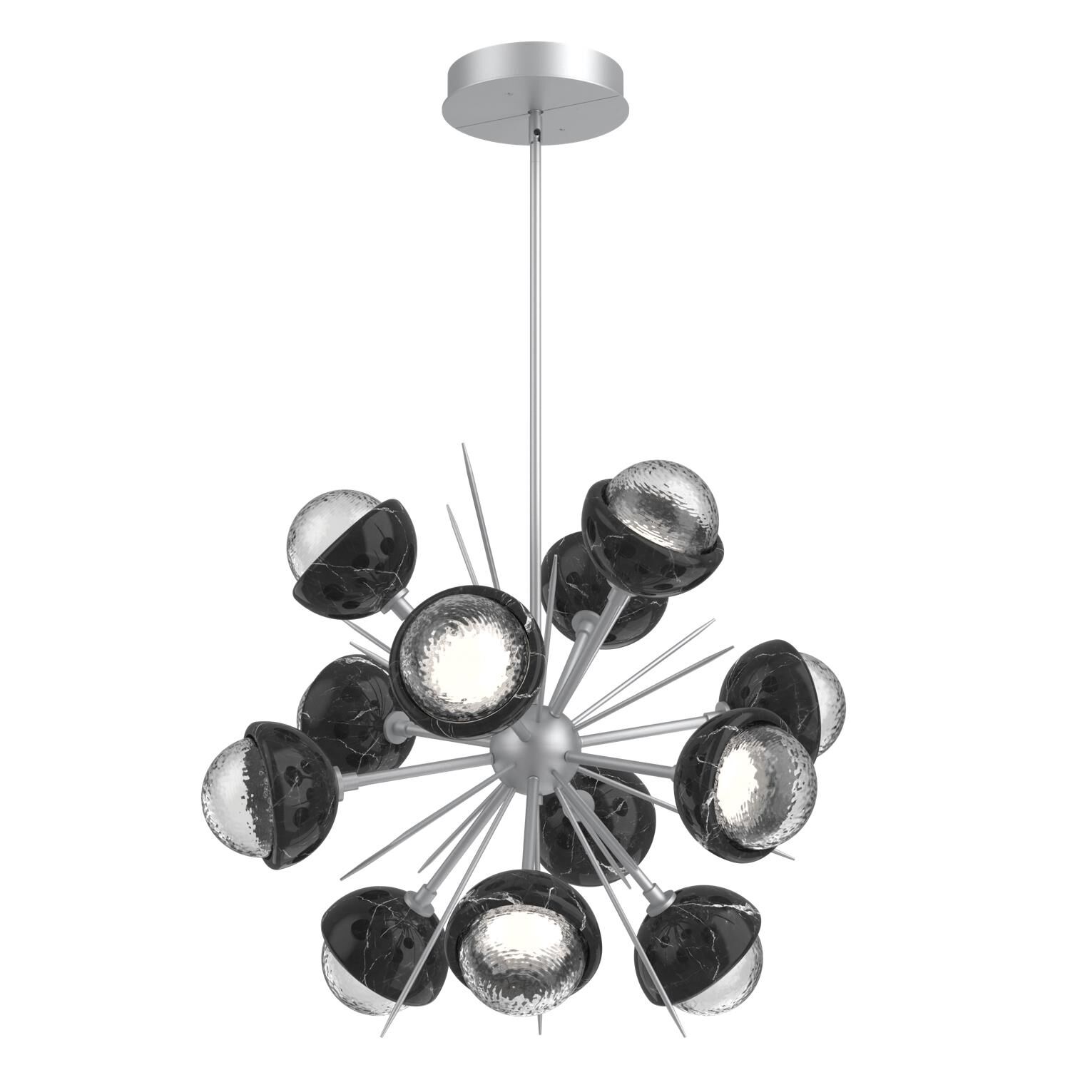 Shown in Classic Silver finish and Clear glass and Black Marble accent