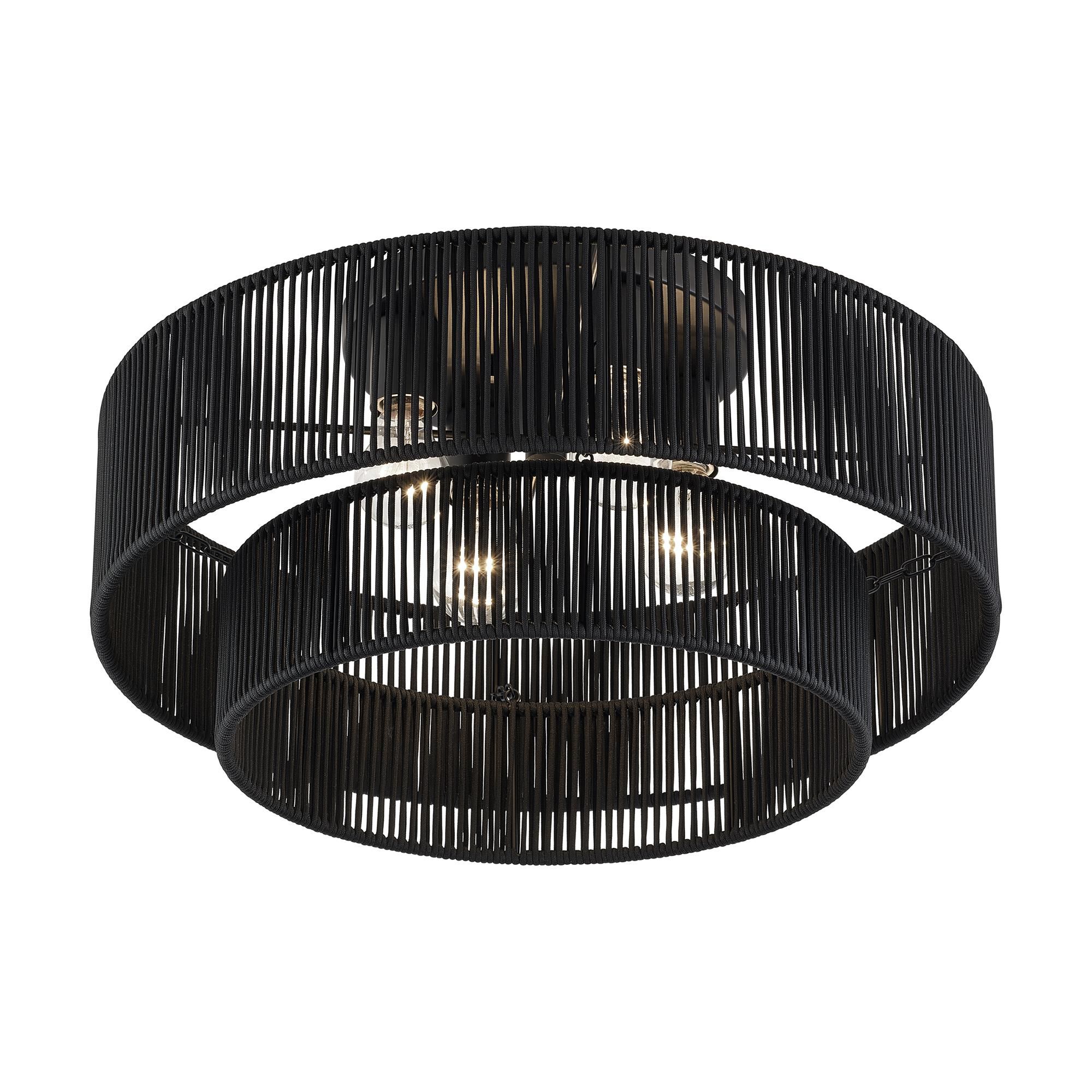 Shown in Black finish and Hand-Woven Parisian Night Color Polyester Rope shade