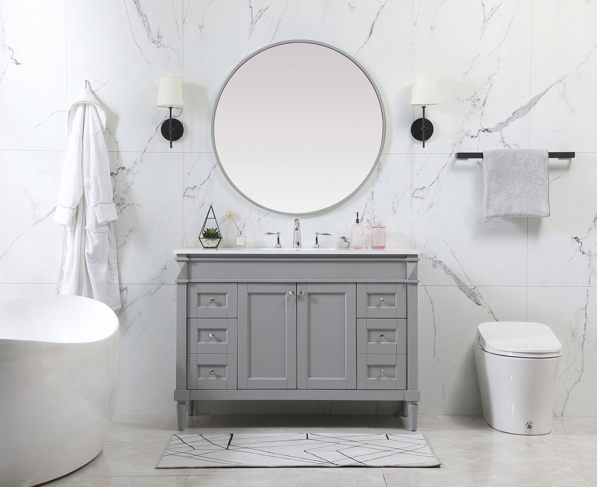 Shown in Grey finish and No Backsplash accent