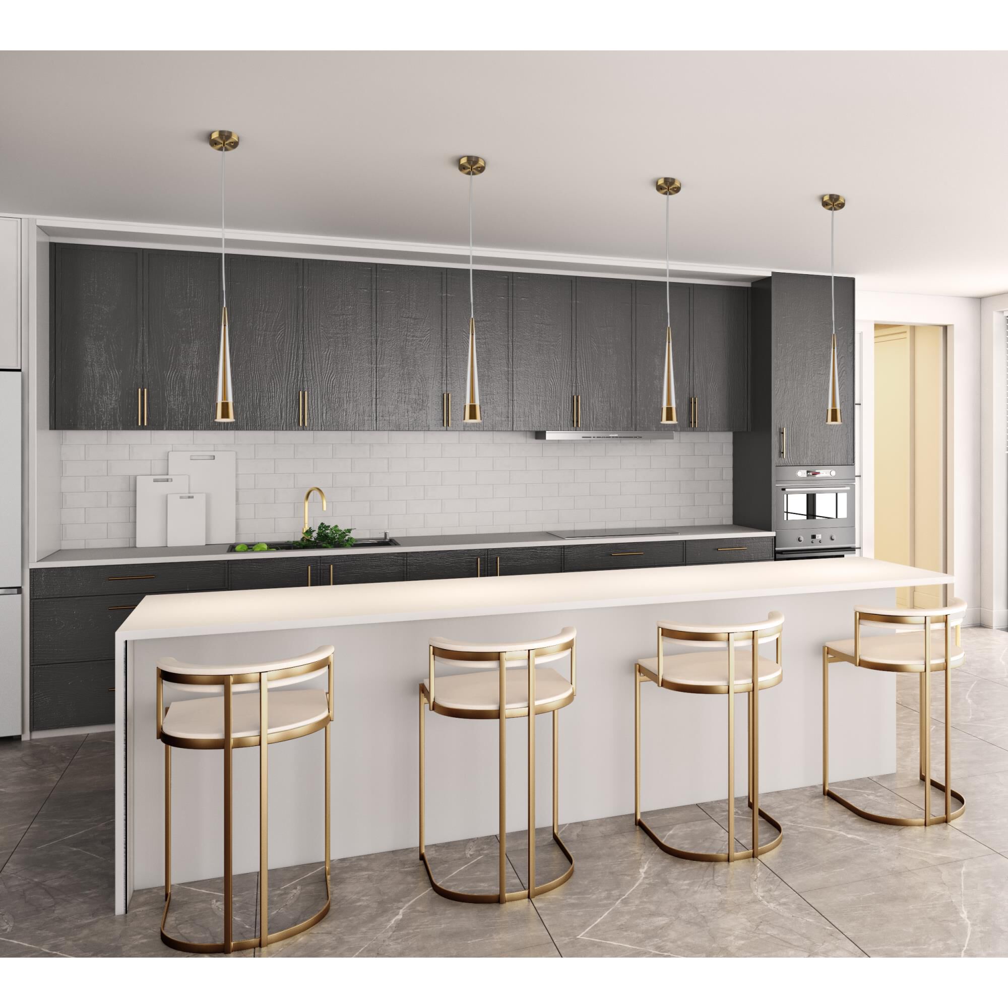 Shown in Brass finish and Clear glass