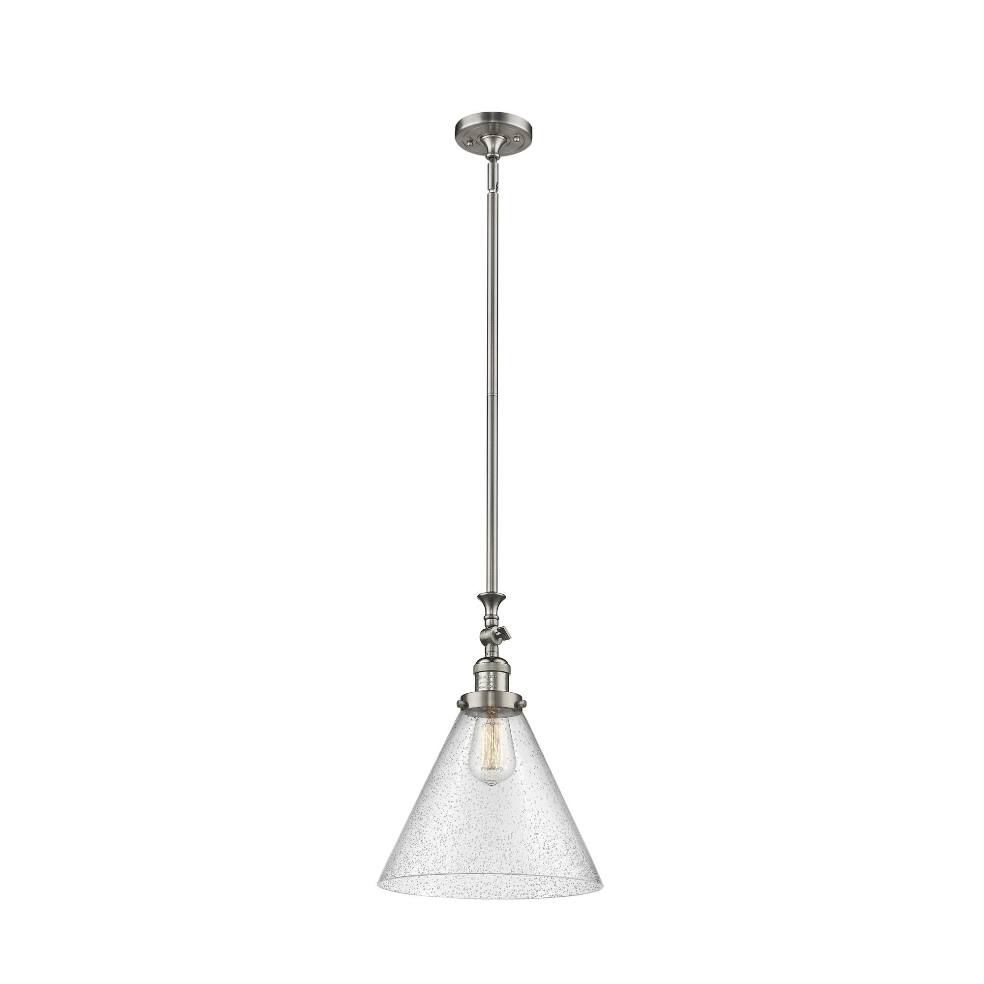 Shown in Brushed Satin Nickel finish and Seedy glass
