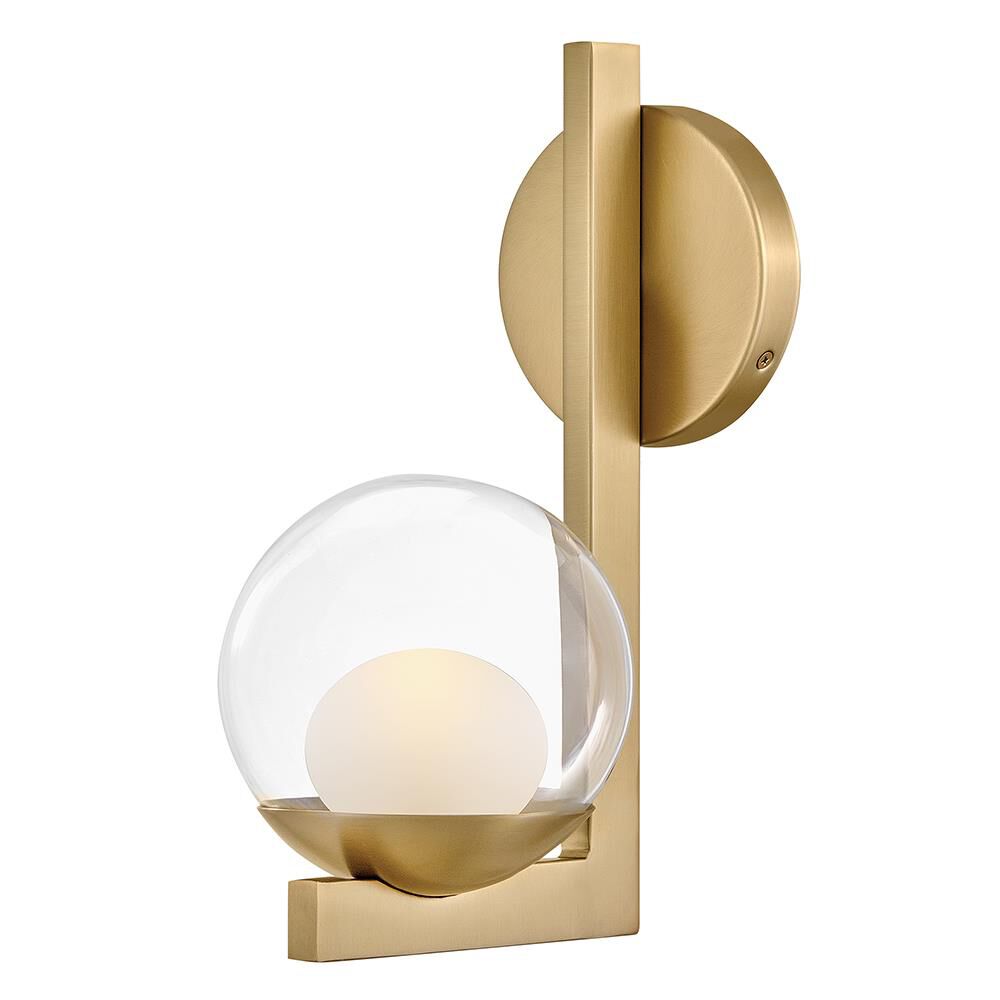 Shown in Lacquered Brass finish and Clear Dome glass