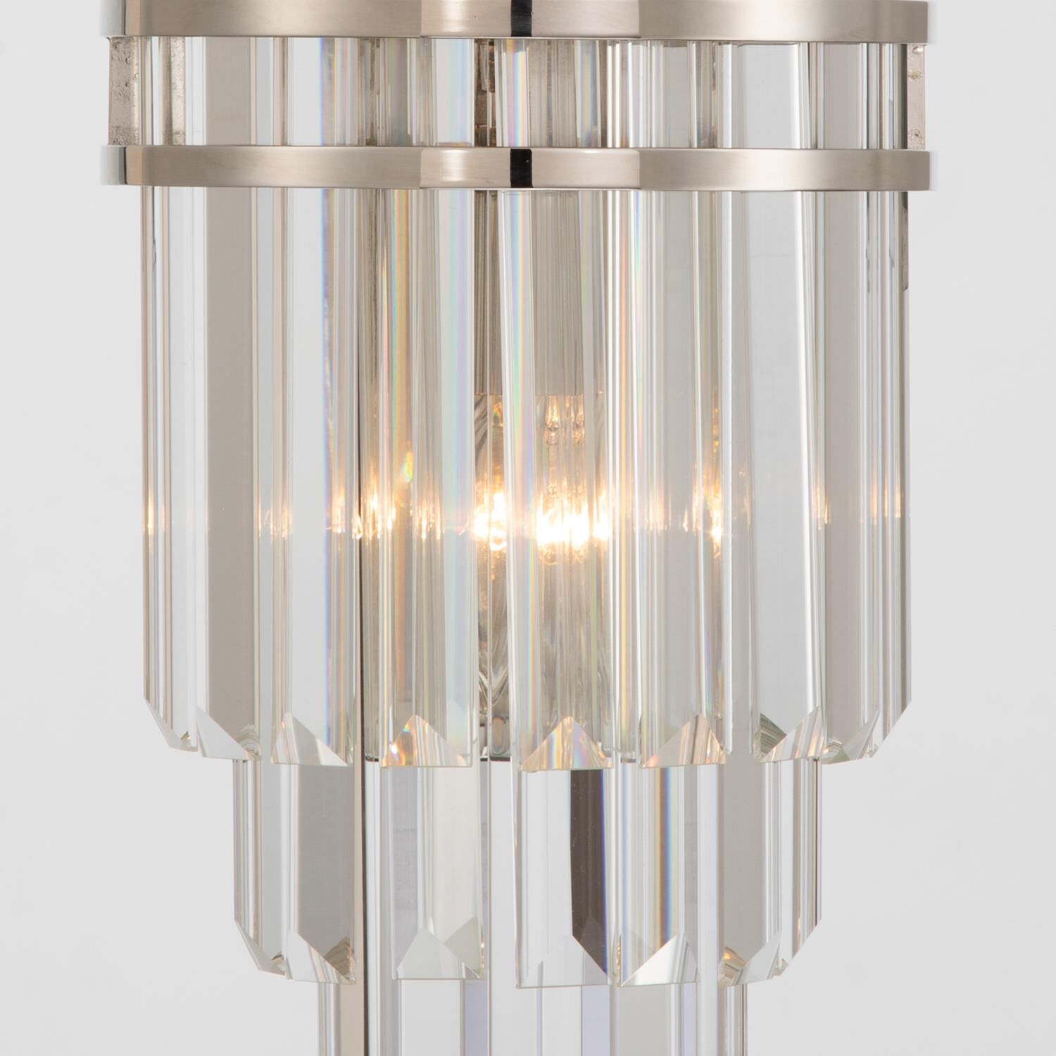 Shown in Polished Nickel finish and Faceted Cut crystal