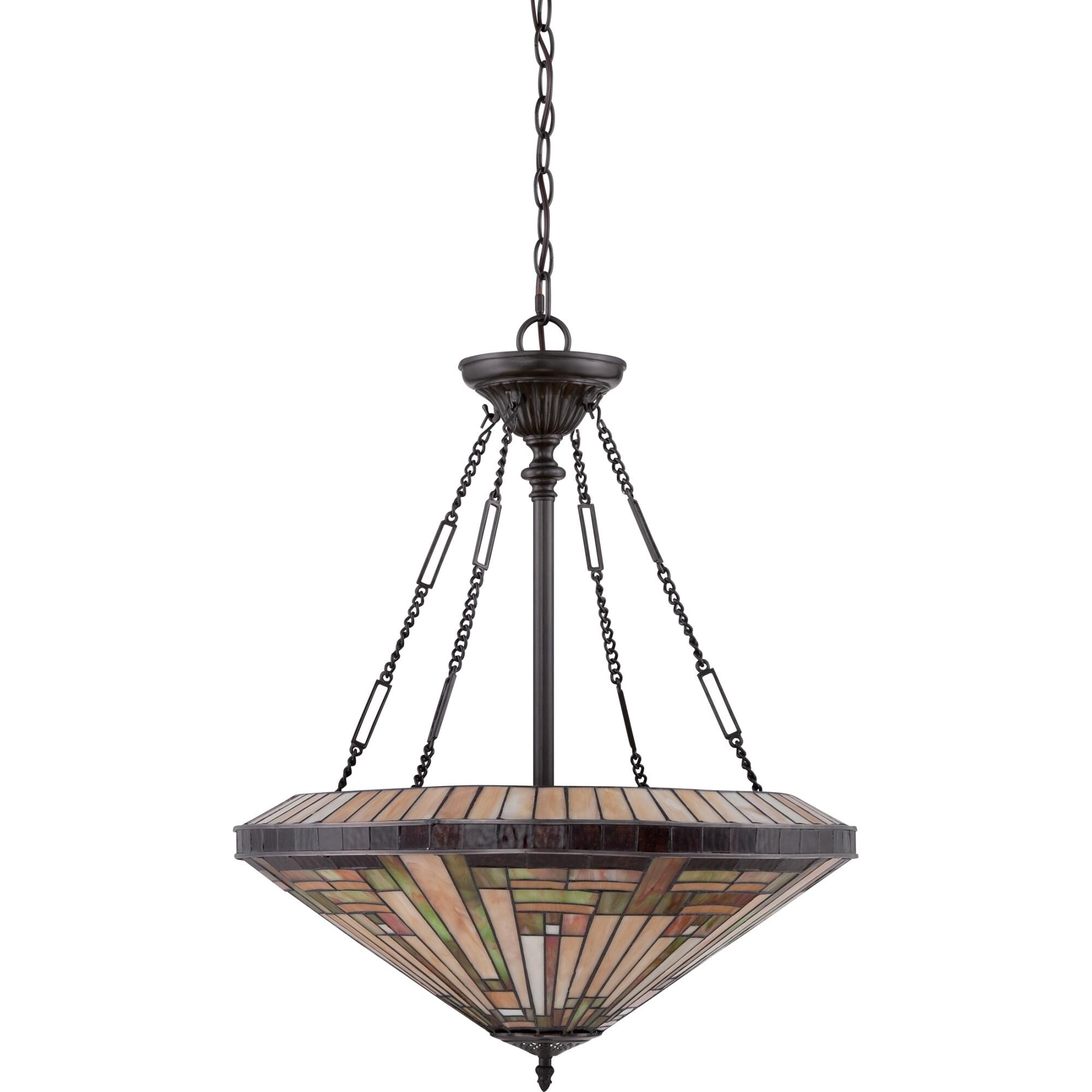 Shown in Vintage Bronze finish and Tiffany glass