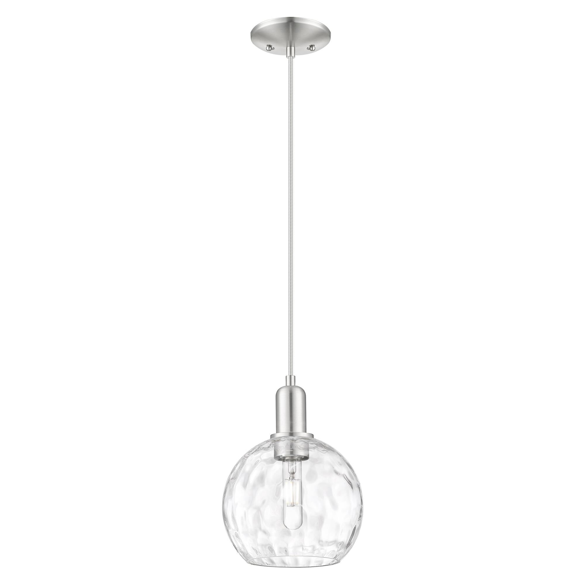 Shown in Brushed Satin Nickel finish and Clear Water glass