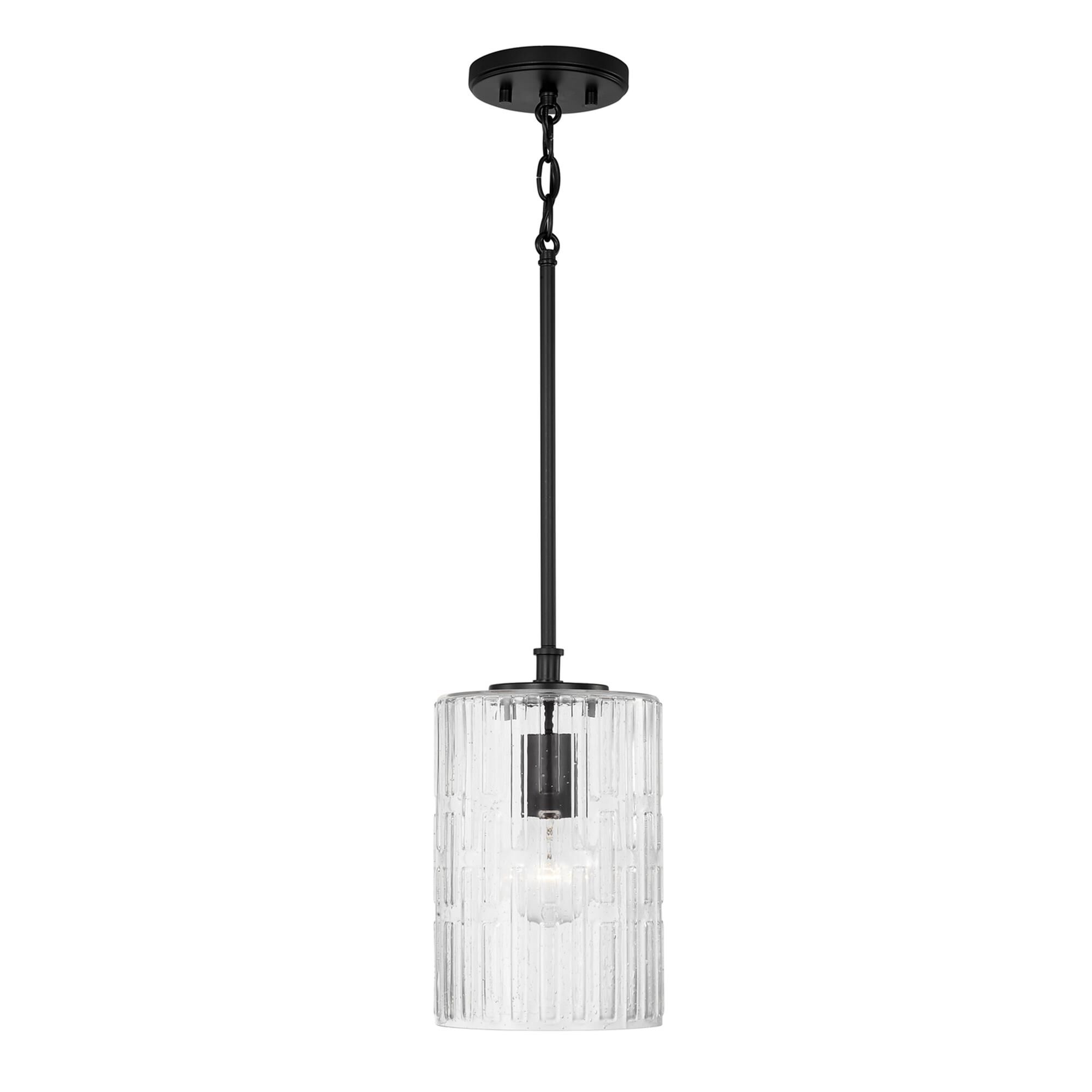 Shown in Matte Black finish and Embossed Seeded glass