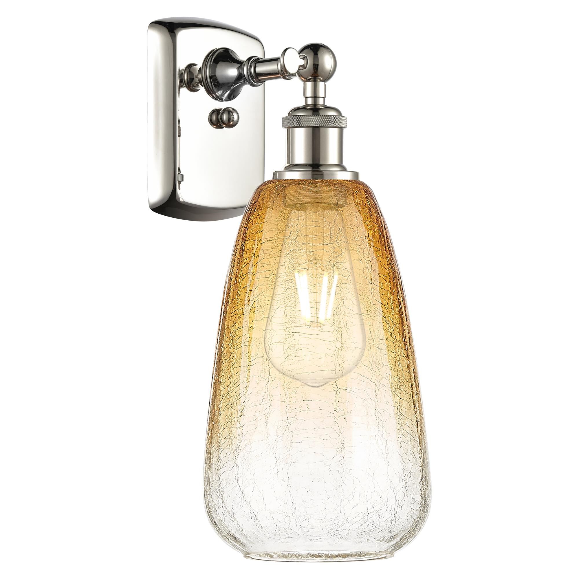 Shown in Polished Nickel finish and Amber glass