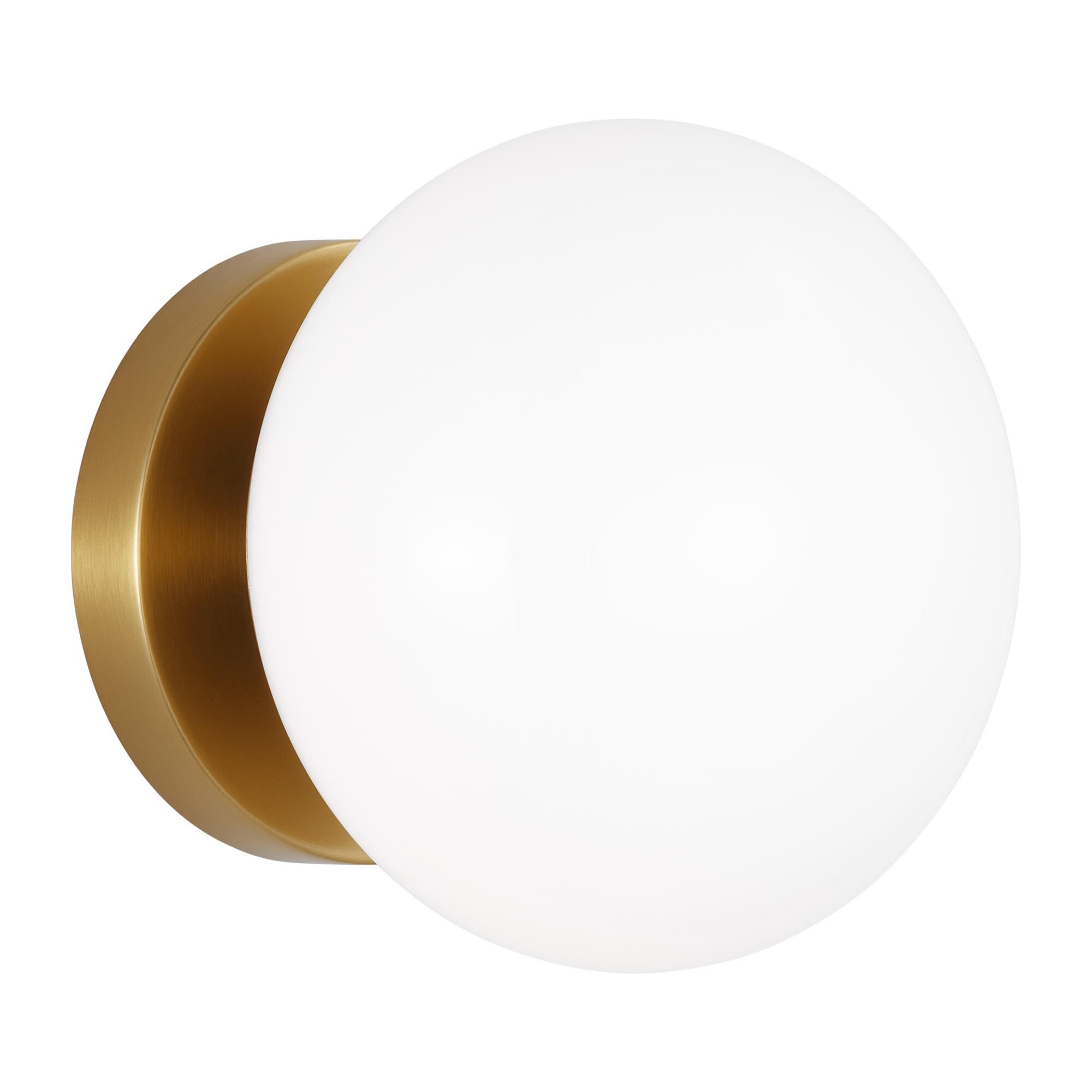 Shown in Burnished Brass finish and Milk White Glass shade