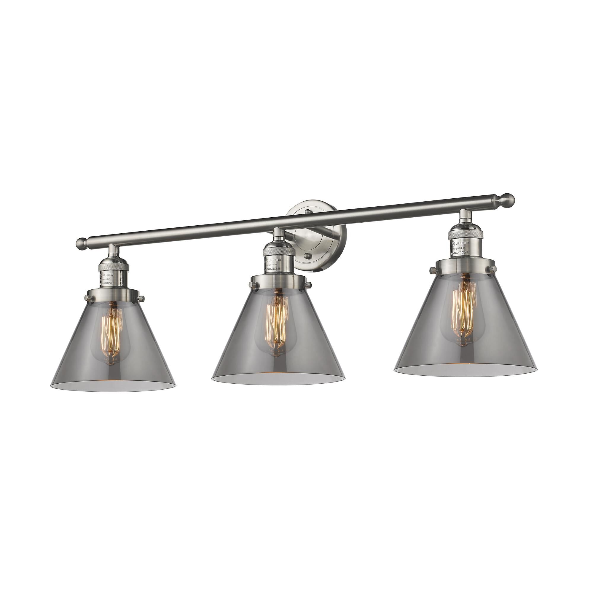 Shown in Brushed Satin Nickel finish and Smoked glass