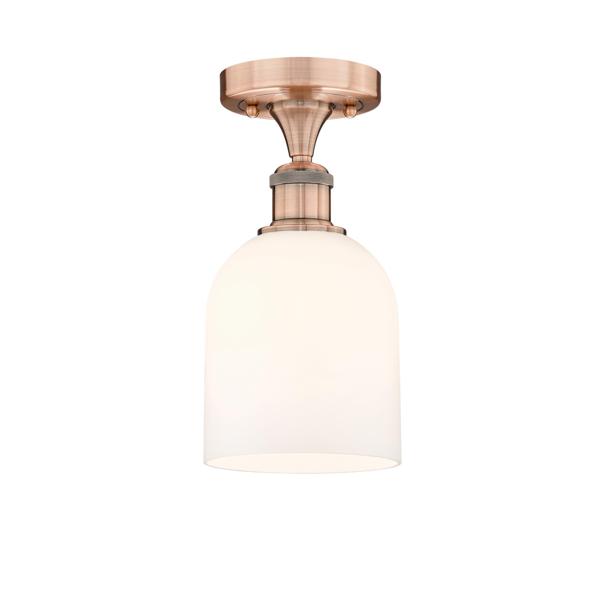 Shown in Antique Copper finish and Glossy White glass