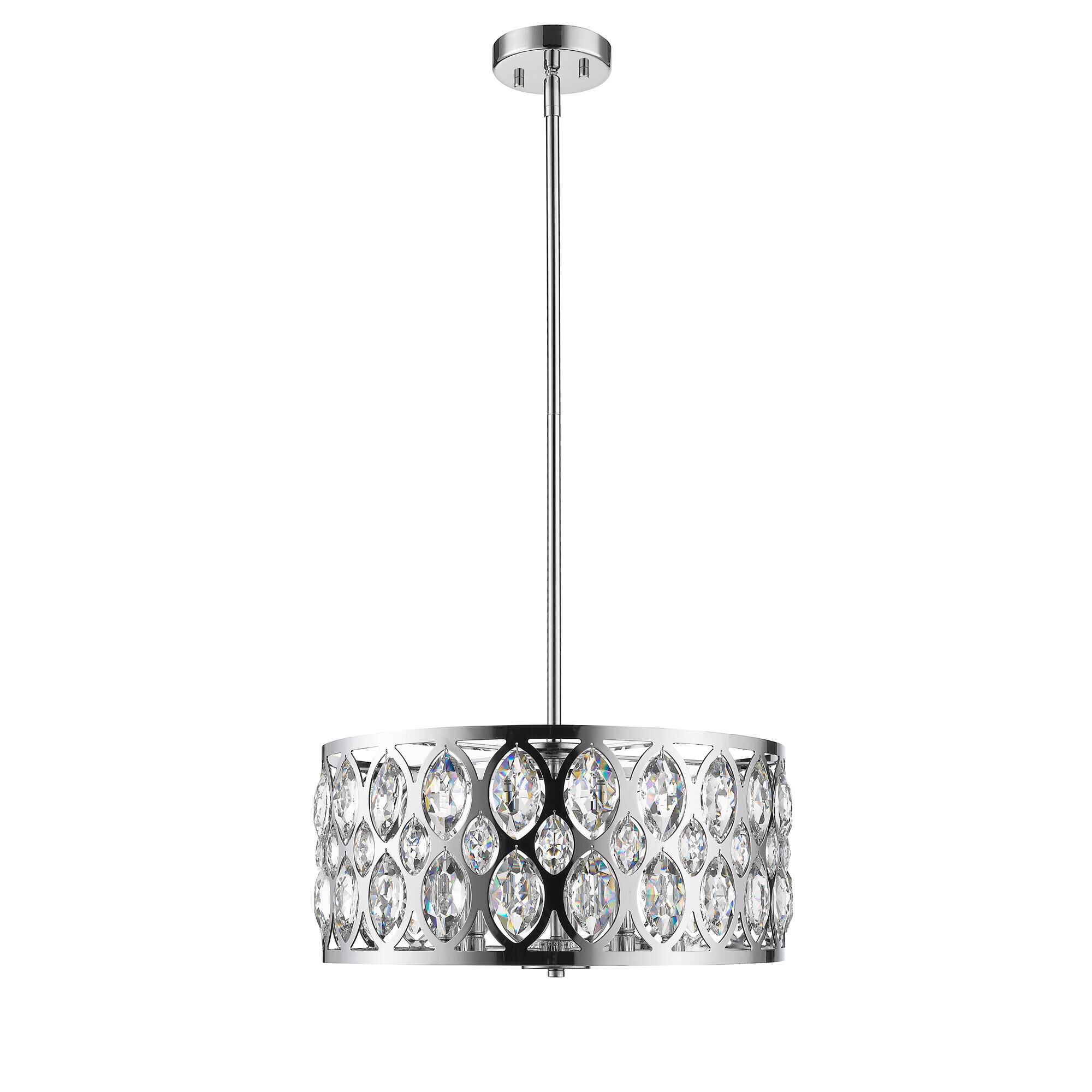 Shown in Chrome finish and Crystal glass and Crystal shade