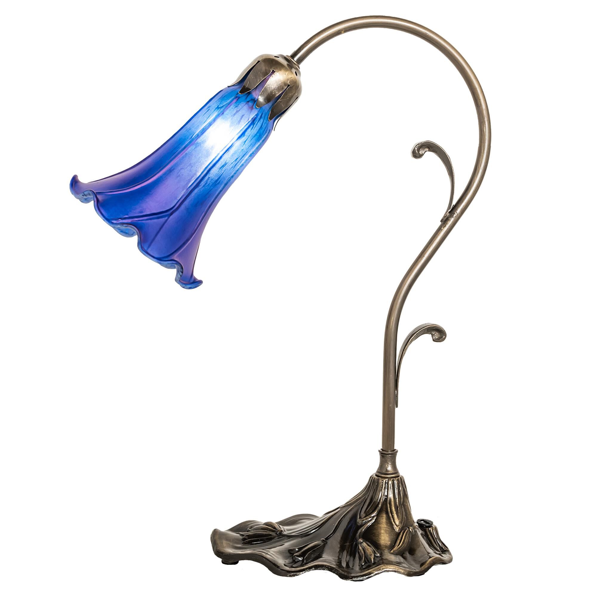 Shown in Antique Brass finish and Blue glass