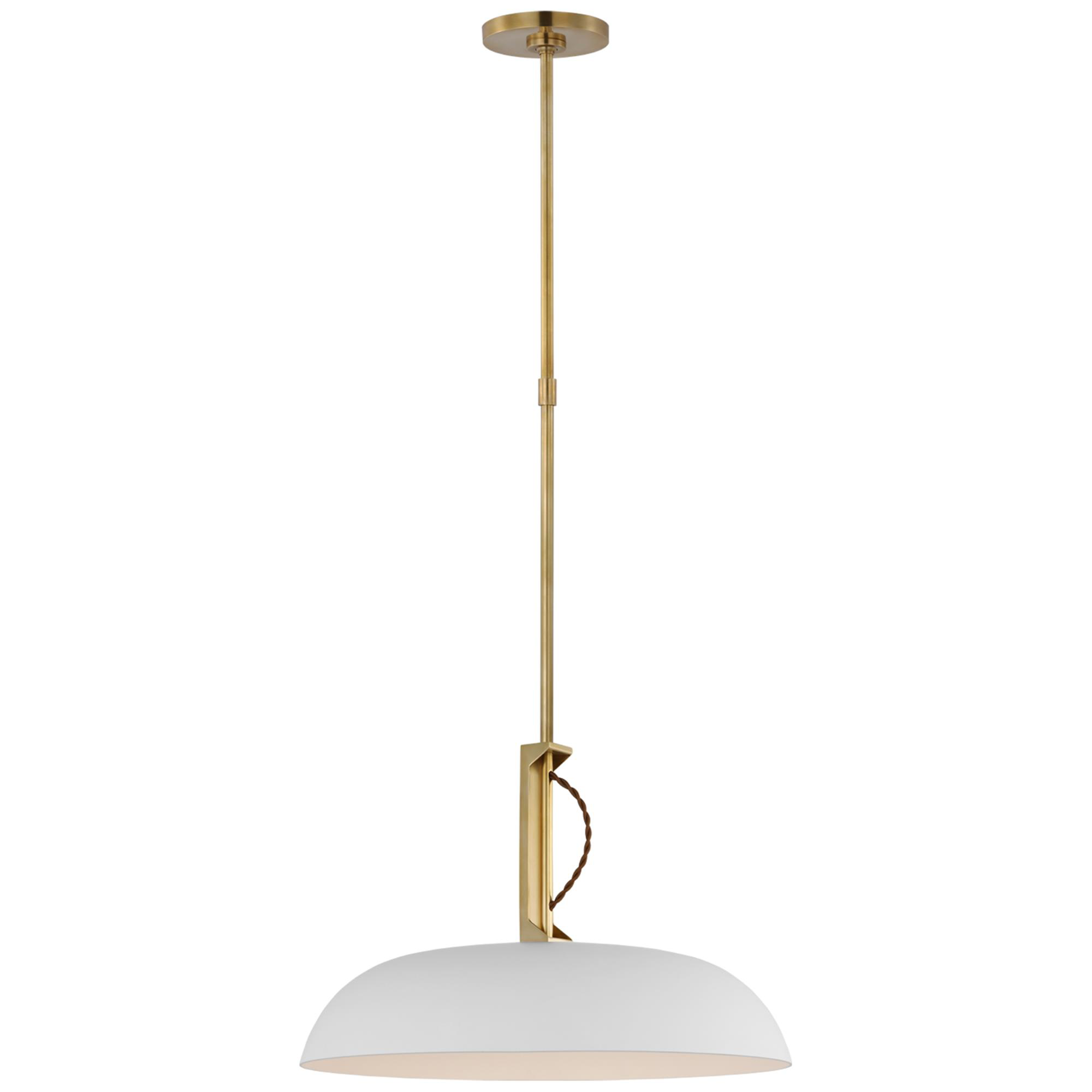 Shown in Hand-Rubbed Antique Brass and White finish and White glass