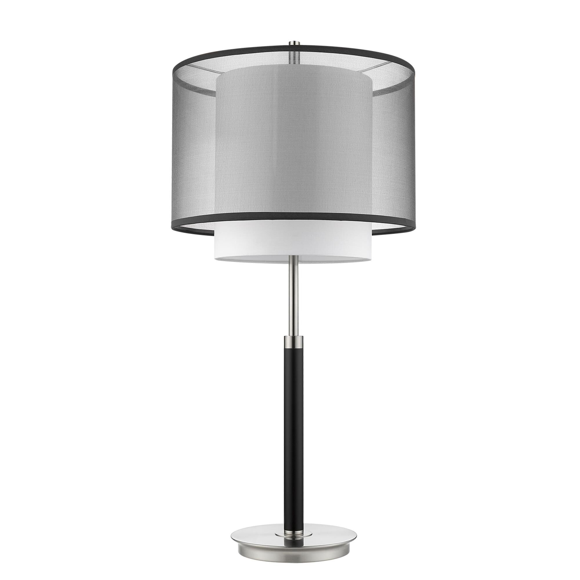 Shown in Espresso/ Brushed Nickel finish and Smoke Gray Shantung glass and Smoke Gray Shantung Two Tier shade