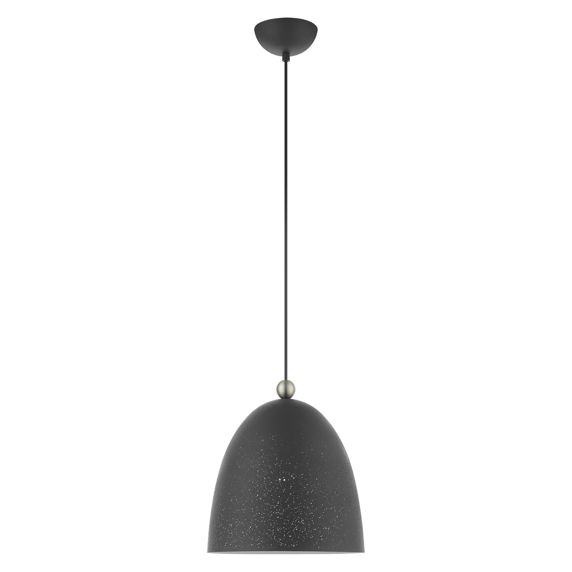 Shown in Scandinavian Gray With Brushed Nickel Accents finish and Scandinavian Gray Ornamental Metal Shade With White Finish Inside glass and Scandinavian Gray Ornamental Metal  With White Finish Inside shade