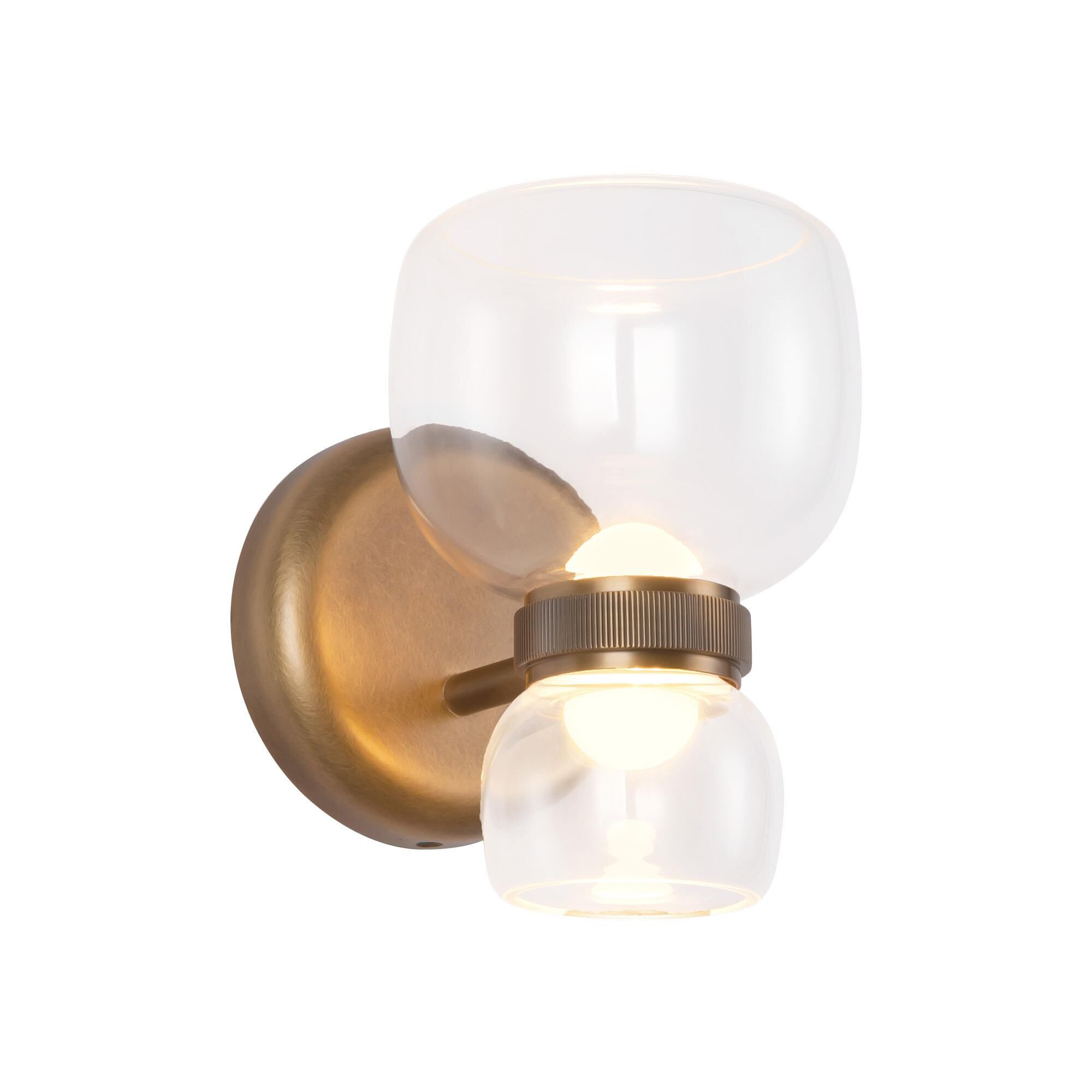 Shown in Vintage Brass finish and Clear glass