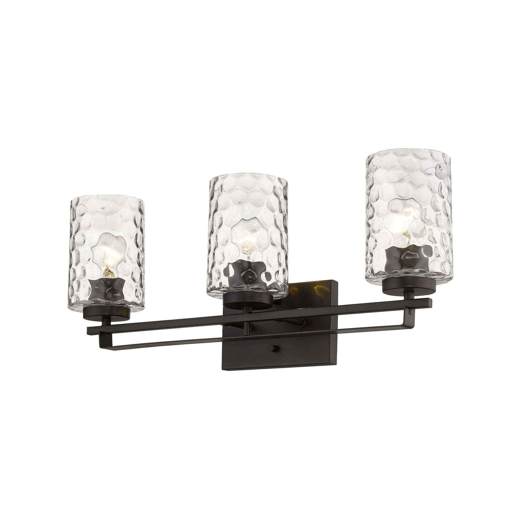 Shown in Oil-Rubbed Bronze finish and Clear glass and Clear, Optic Cylindrical Glass shade