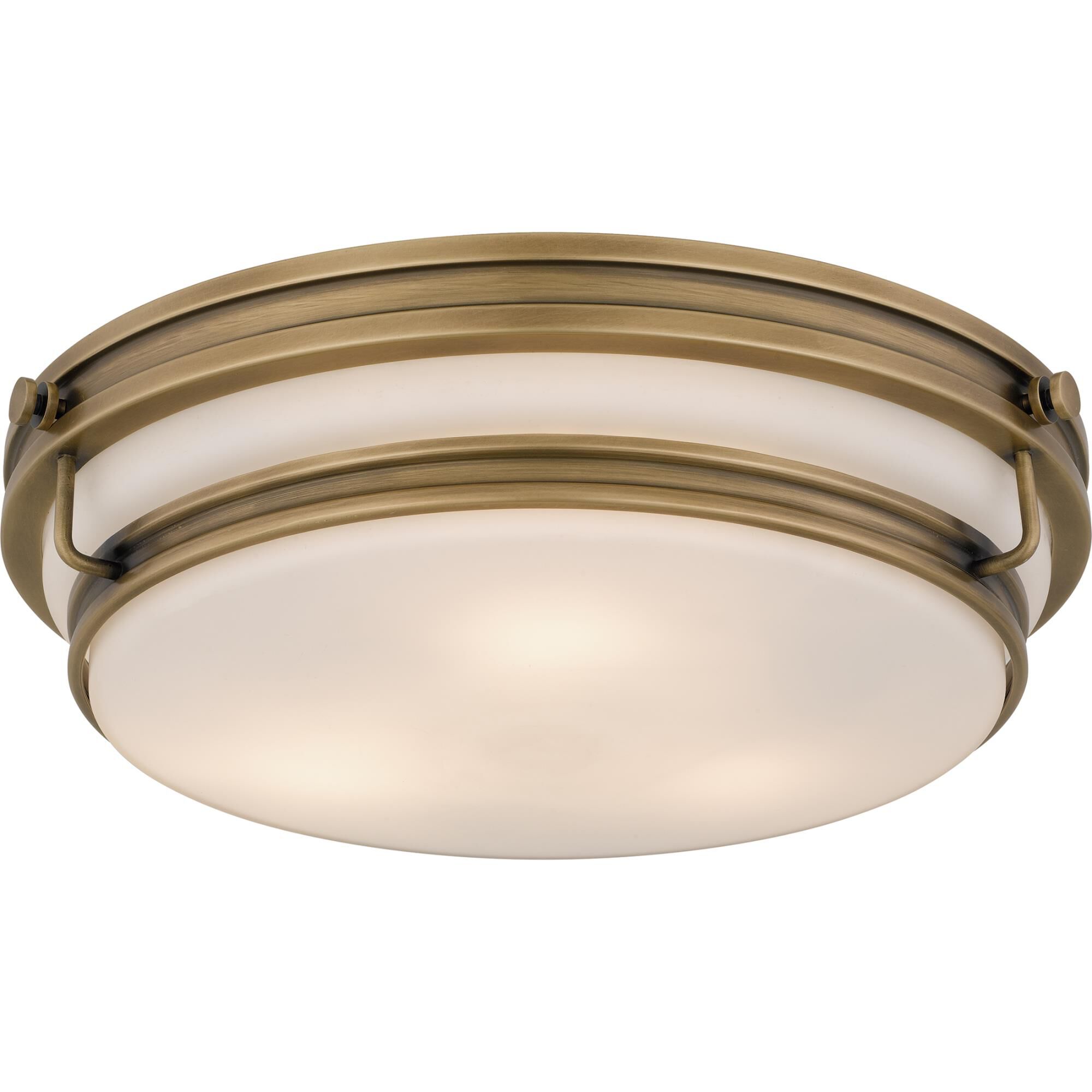 Shown in Weathered Brass finish and Opal Etched Glass shade
